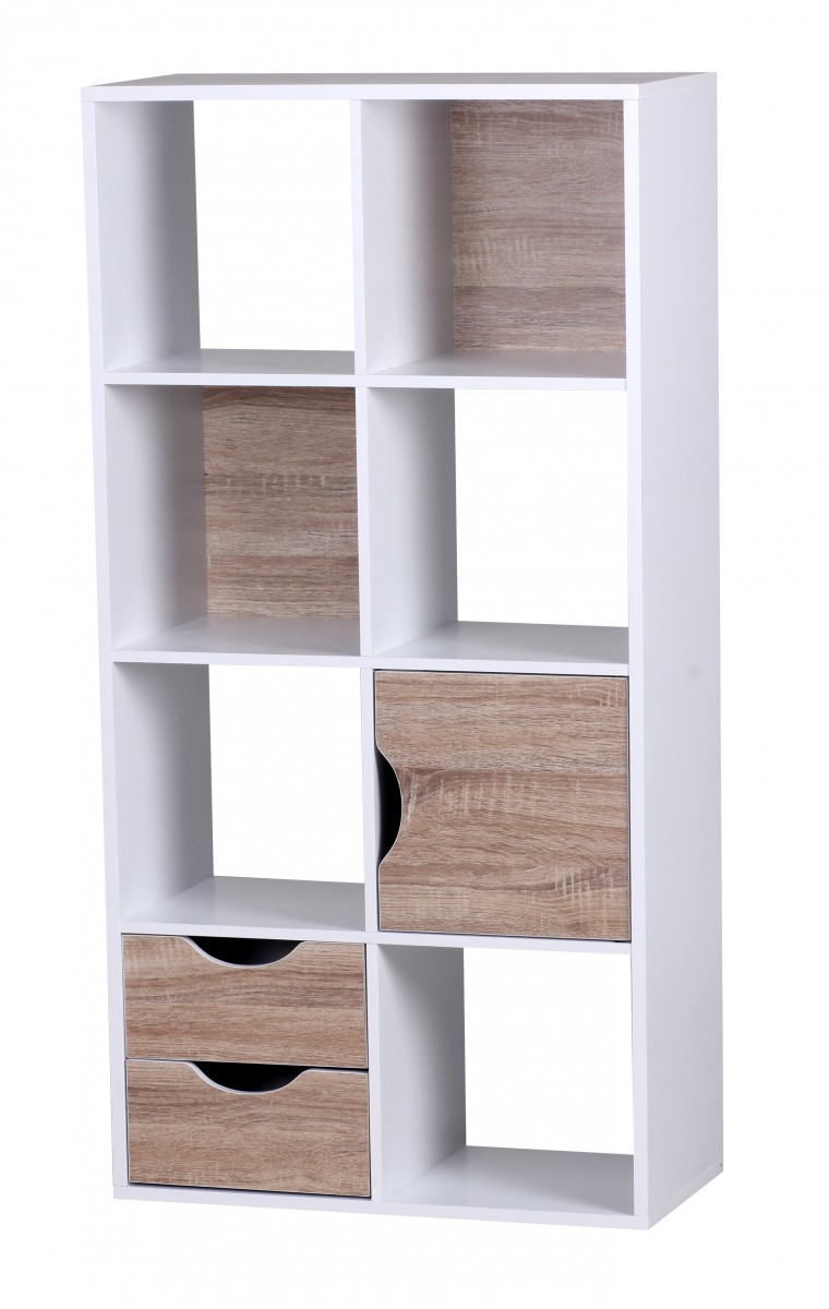 Libreria  massa 60 x 120 x 29 cm rovere sonoma bianco con cassetti e anta