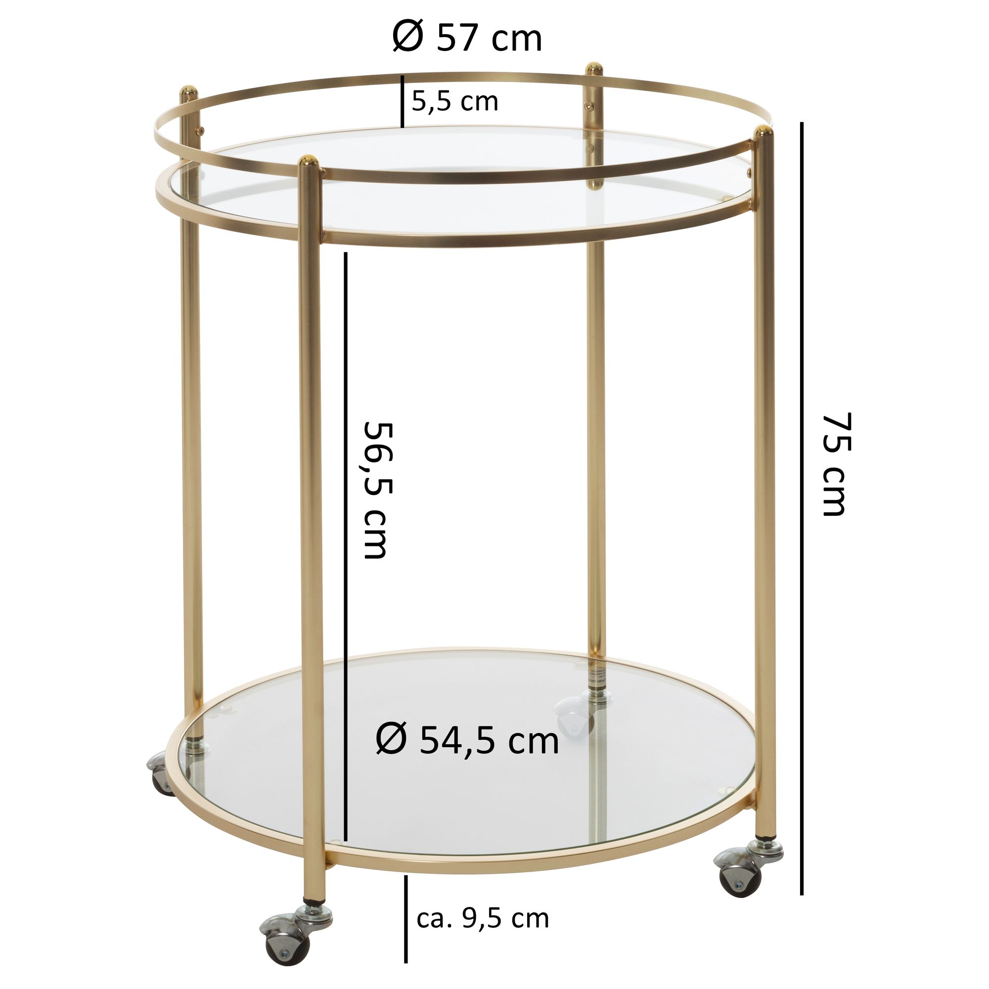 Carrello di design james  oro ø 57 cm