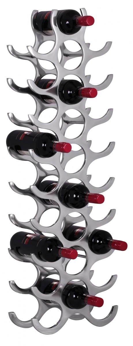 Progettazione vino cremagliera 98 cm per 27 bottiglie in alluminio argento