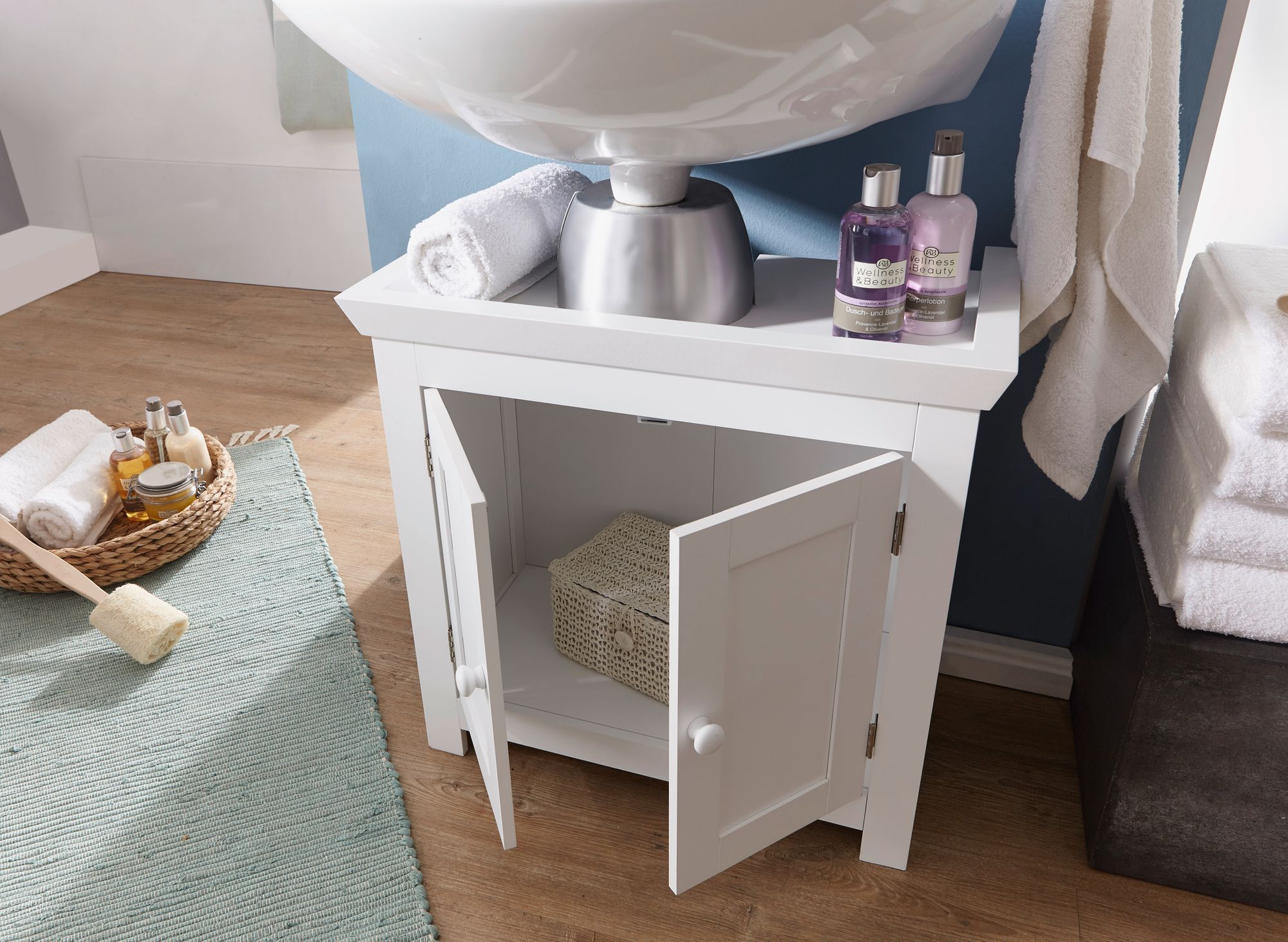 Mobile lavabo design wl1.350 mobile bagno a 2 ante bianco