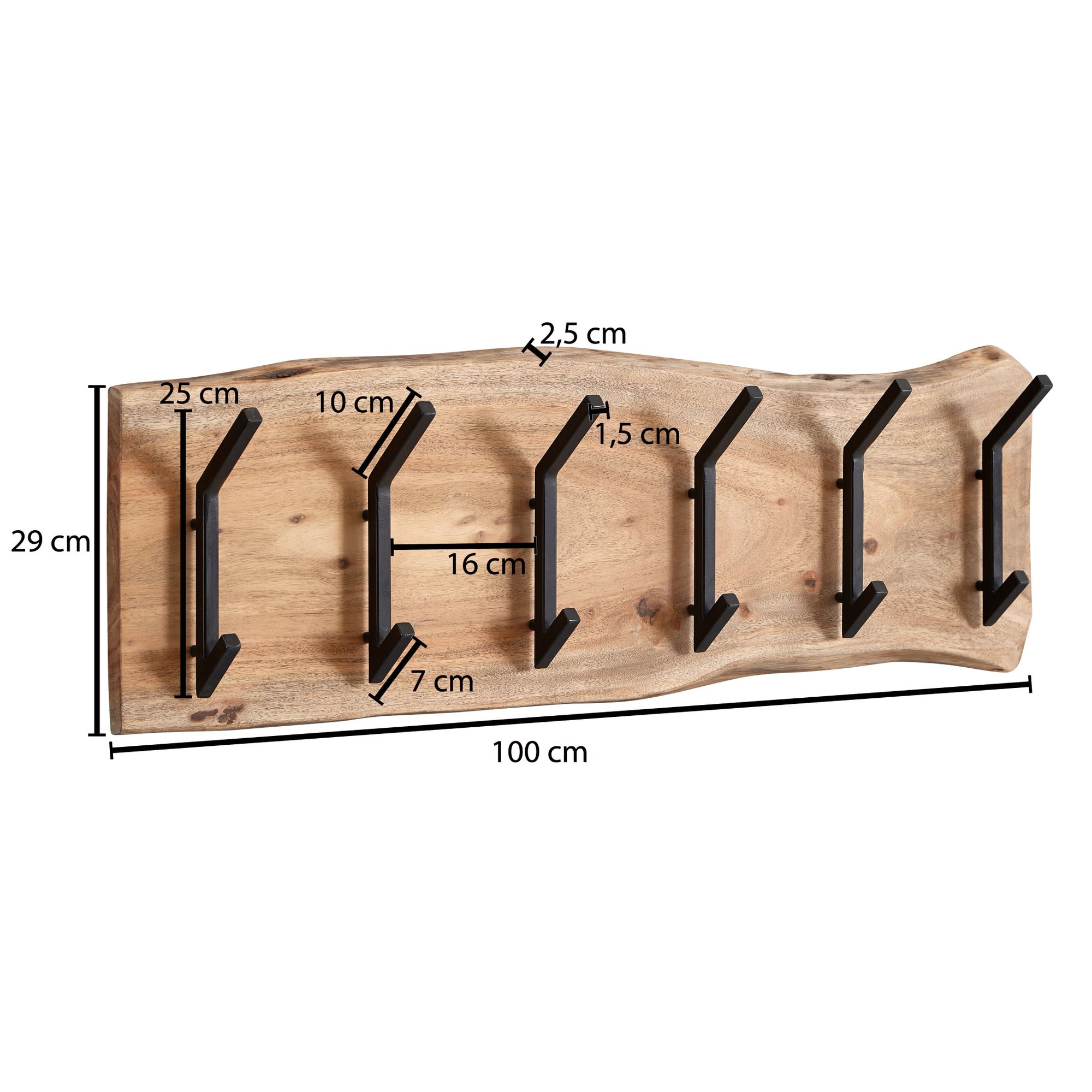 Design  legno massello di acacia / metallo 100 x 29 x 12,5 cm