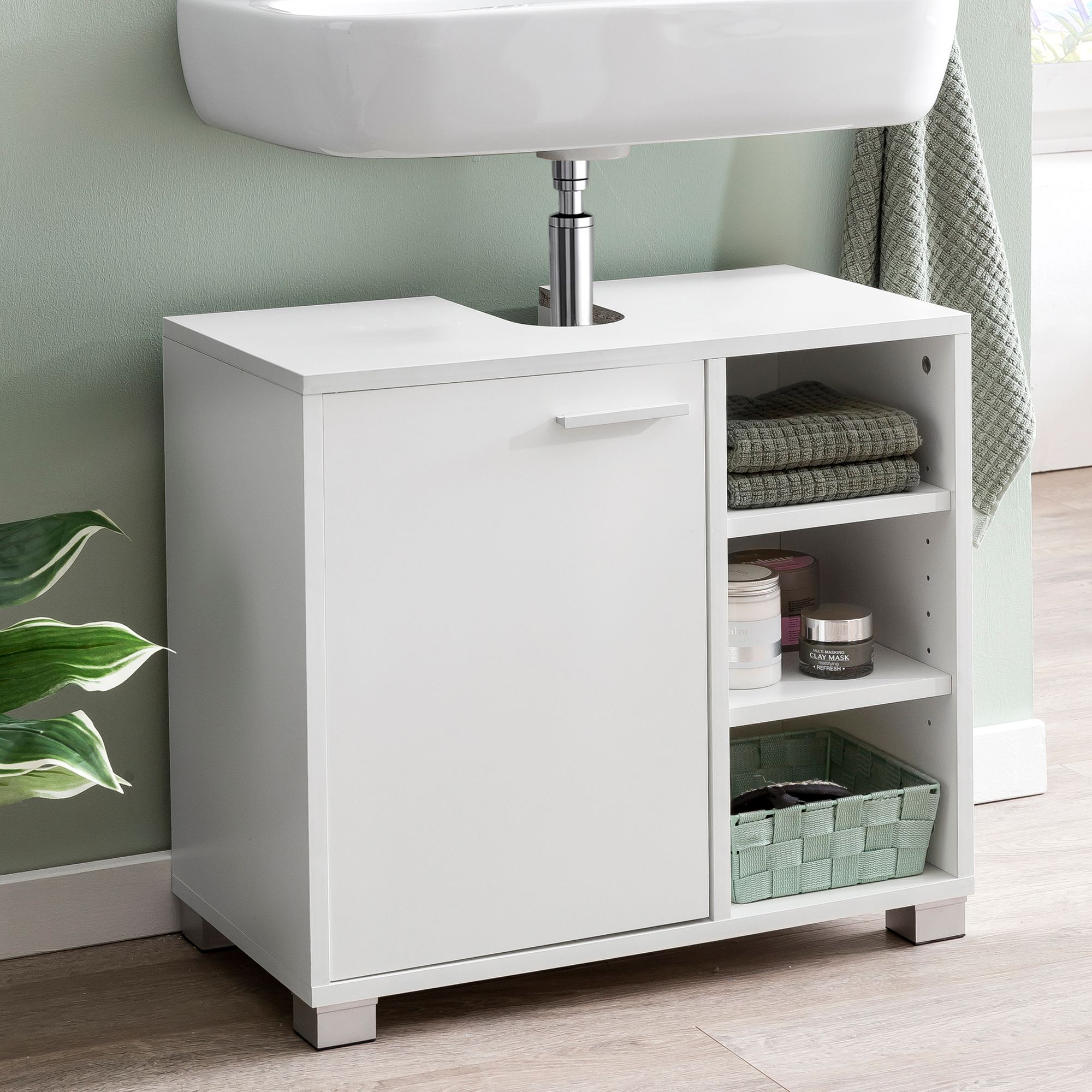 Mobile lavabo wl5.341 60x55x32cm mobile bagno bianco con porta