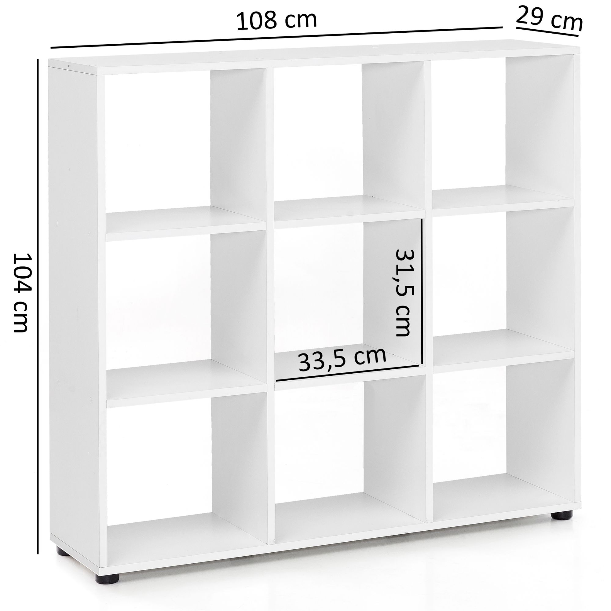 Libreria di design zara con 9 scomparti bianco 108 x 104 x 29 cm