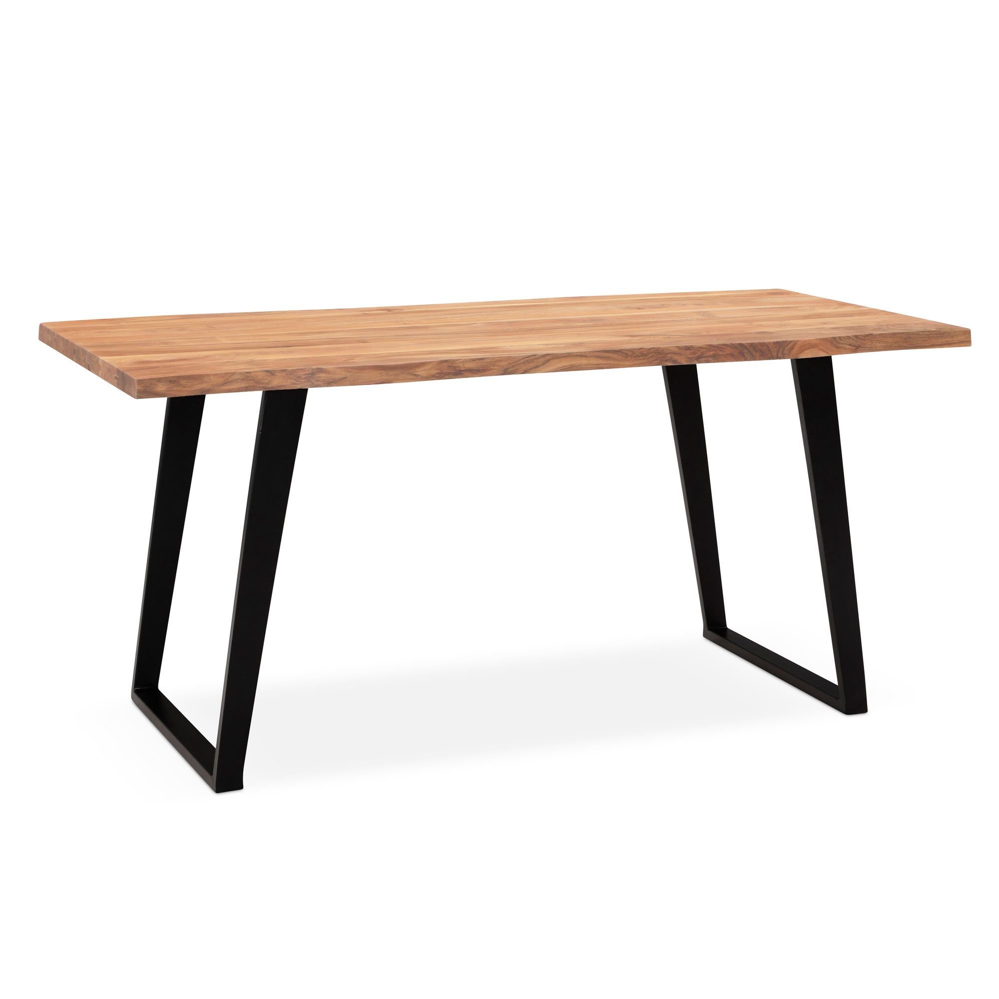 Tavolo da pranzo 120x60x76 cm tavolo da pranzo in legno massello di acacia / metallo bordo albero, tavolo da cucina massiccio con gambe a u in nero, tavolo da pranzo in legno tavolo da pranzo rettangolare