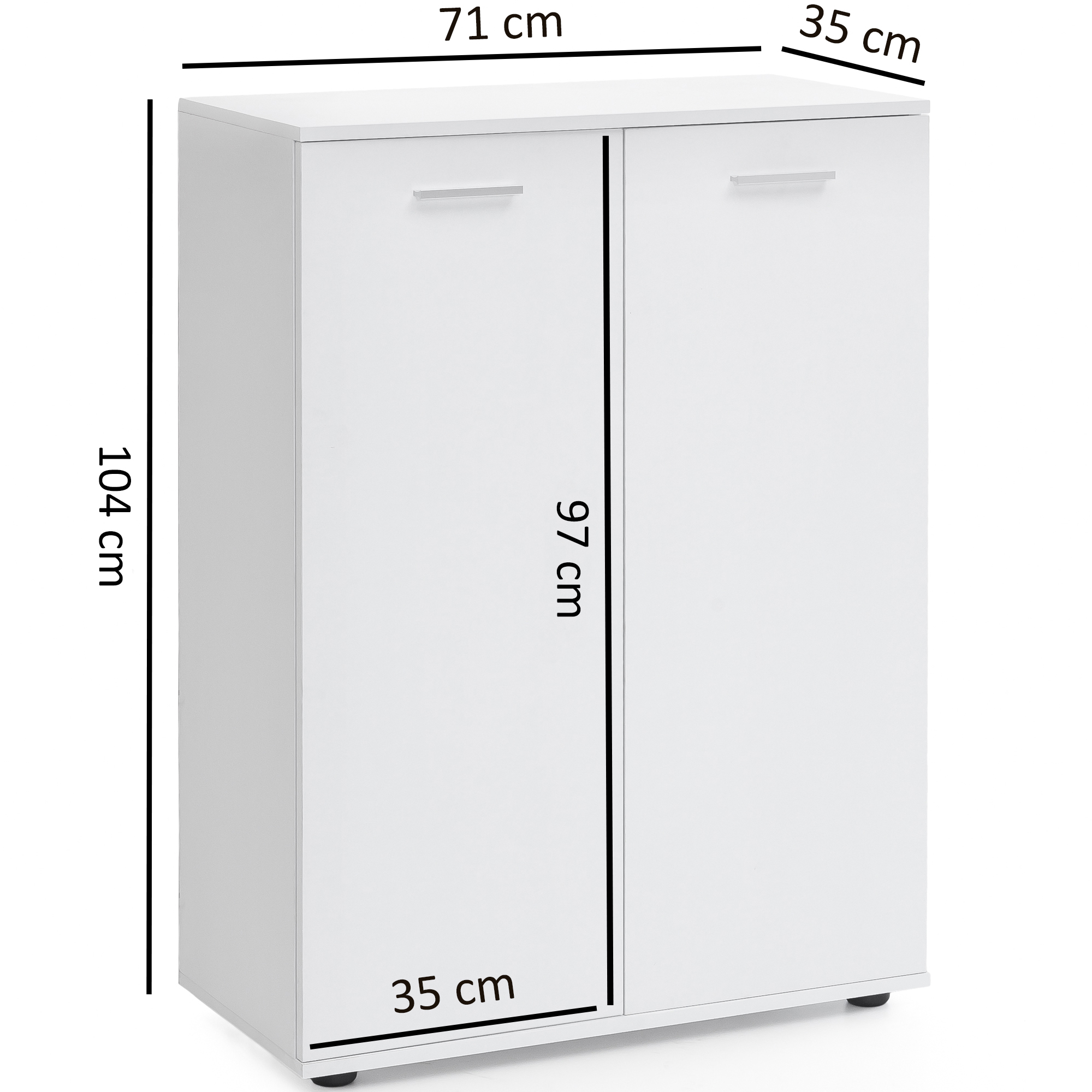 Comò svenja a 2 ante 71x104x35cm multiuso mobile in legno bianco