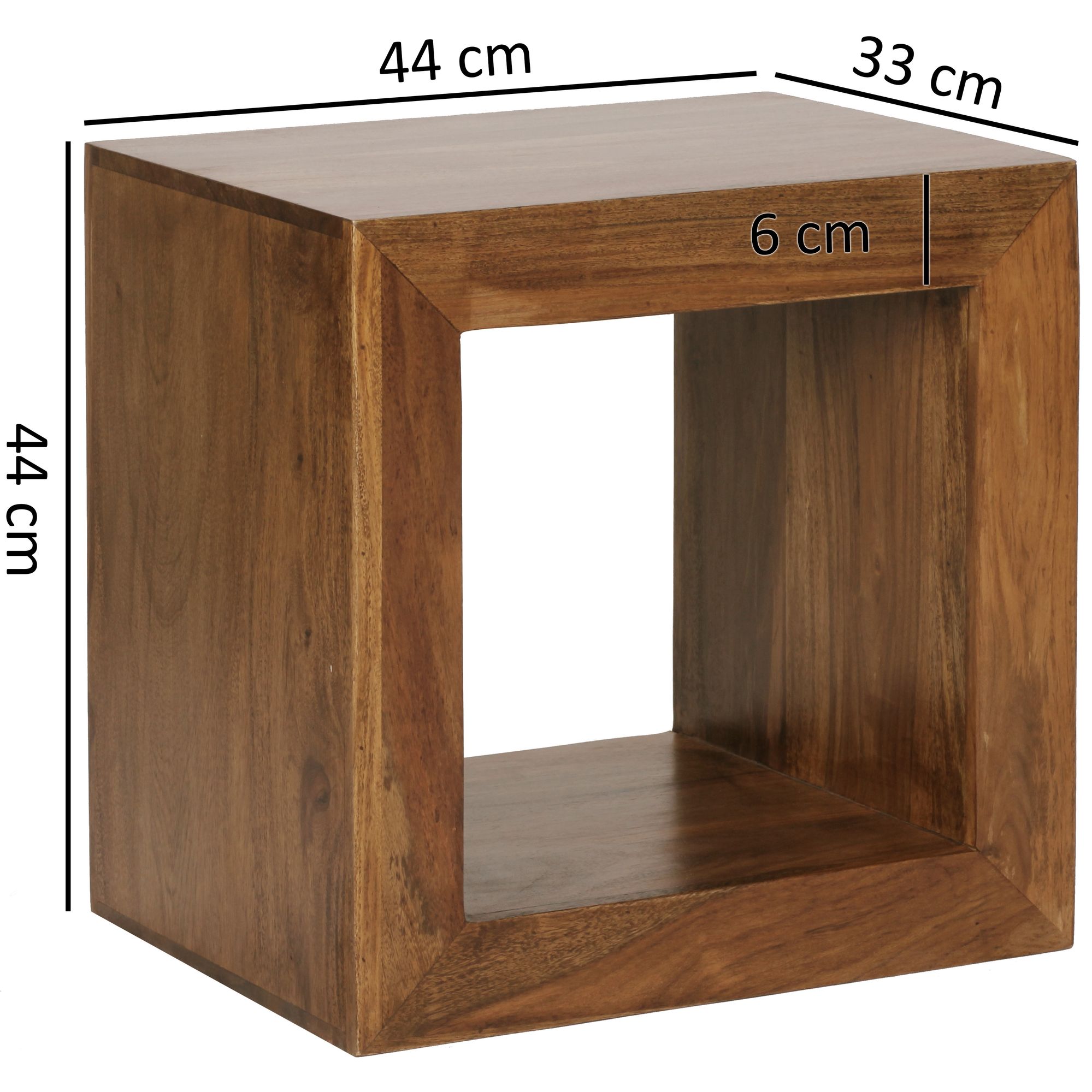 Piedi scaffalature in legno massello sheesham 44 centimetri high cube scaffale design mensola in legno prodotto naturale stile di tabella di campagna