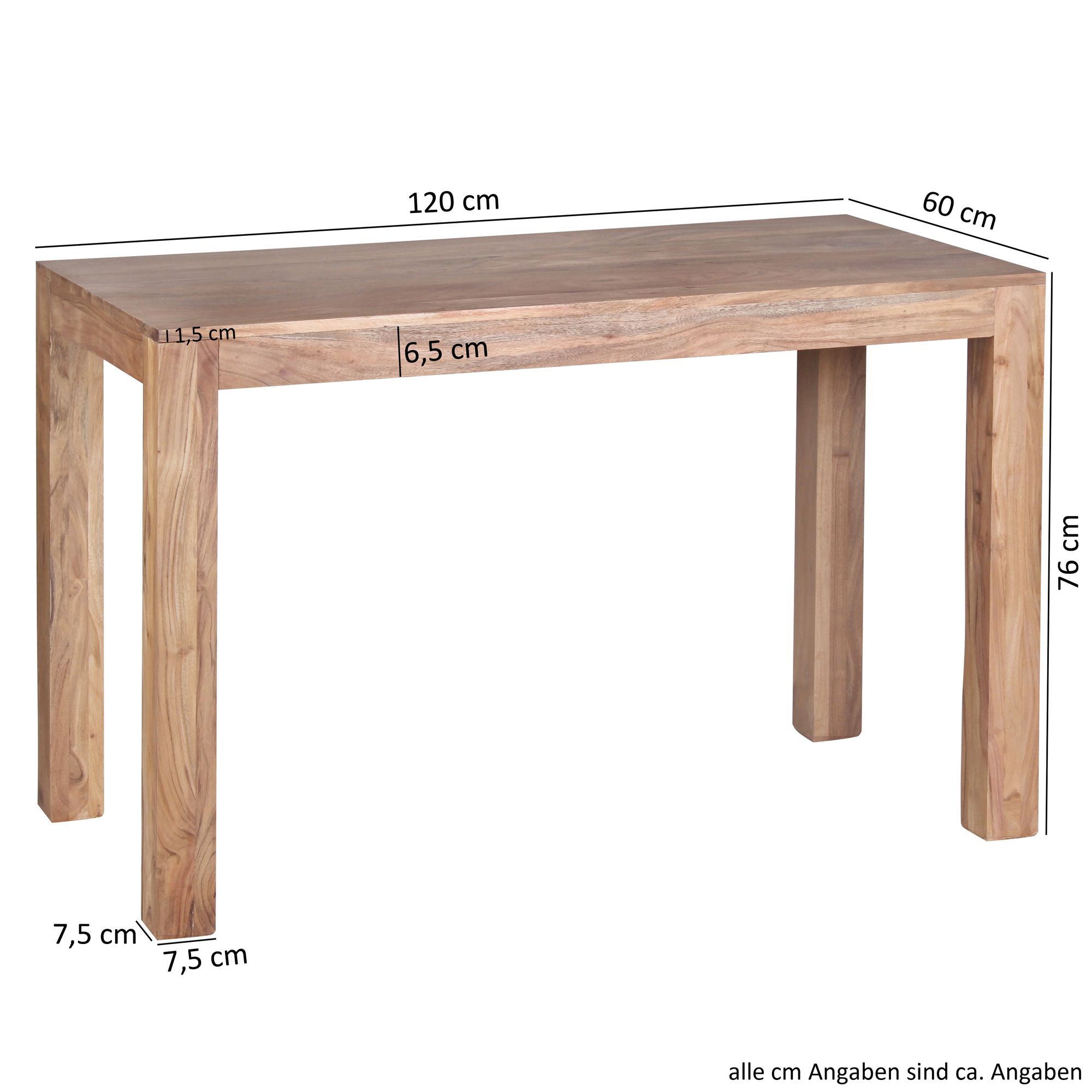 Tavolo da pranzo in legno massello di acacia 120 centimetri tavolo da pranzo tavolo in legno da cucina design tavolo in stile country marrone scuro