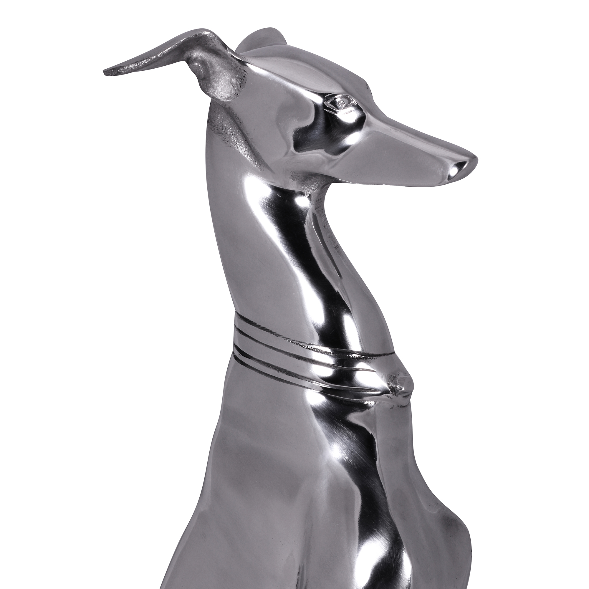 Decorazione design cane realizzato in alluminio argento levriero scultura cane statua