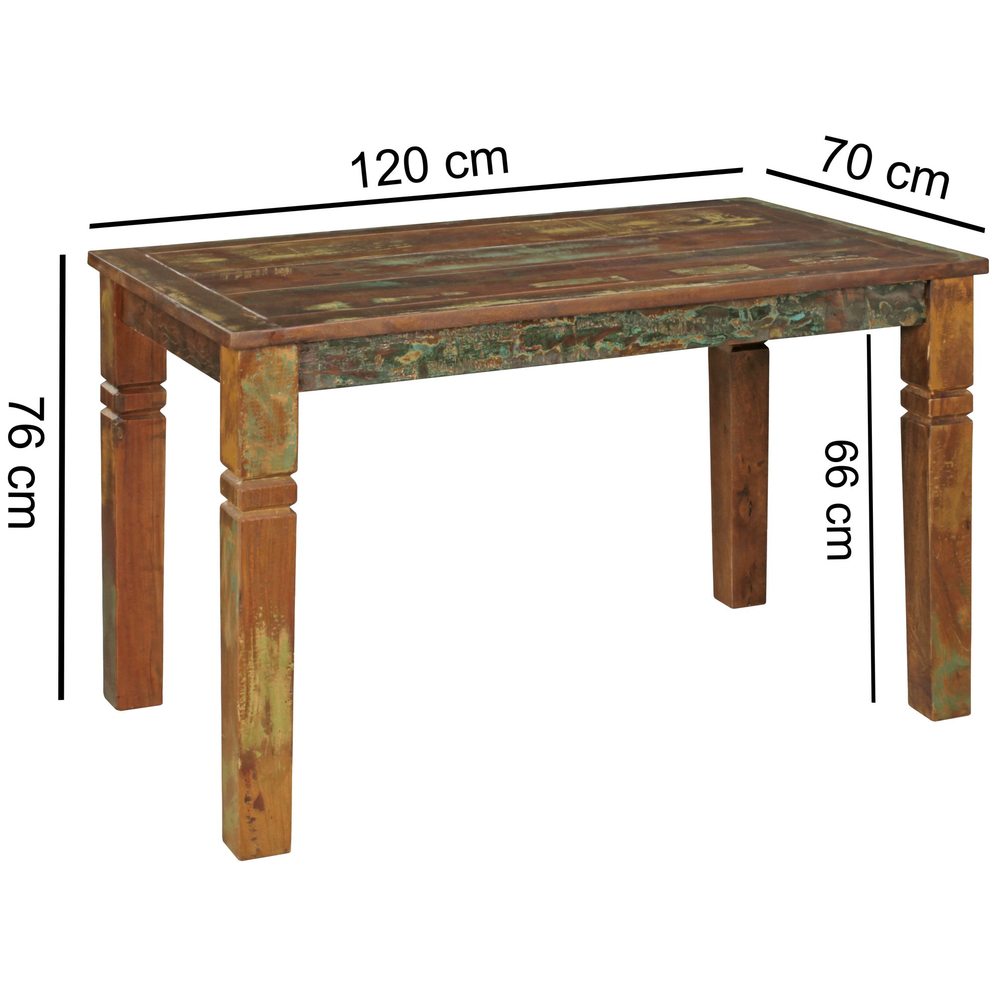 Tavolo da pranzo kalkutta 120 x 70 x 76 cm mango shabby chic in legno massello