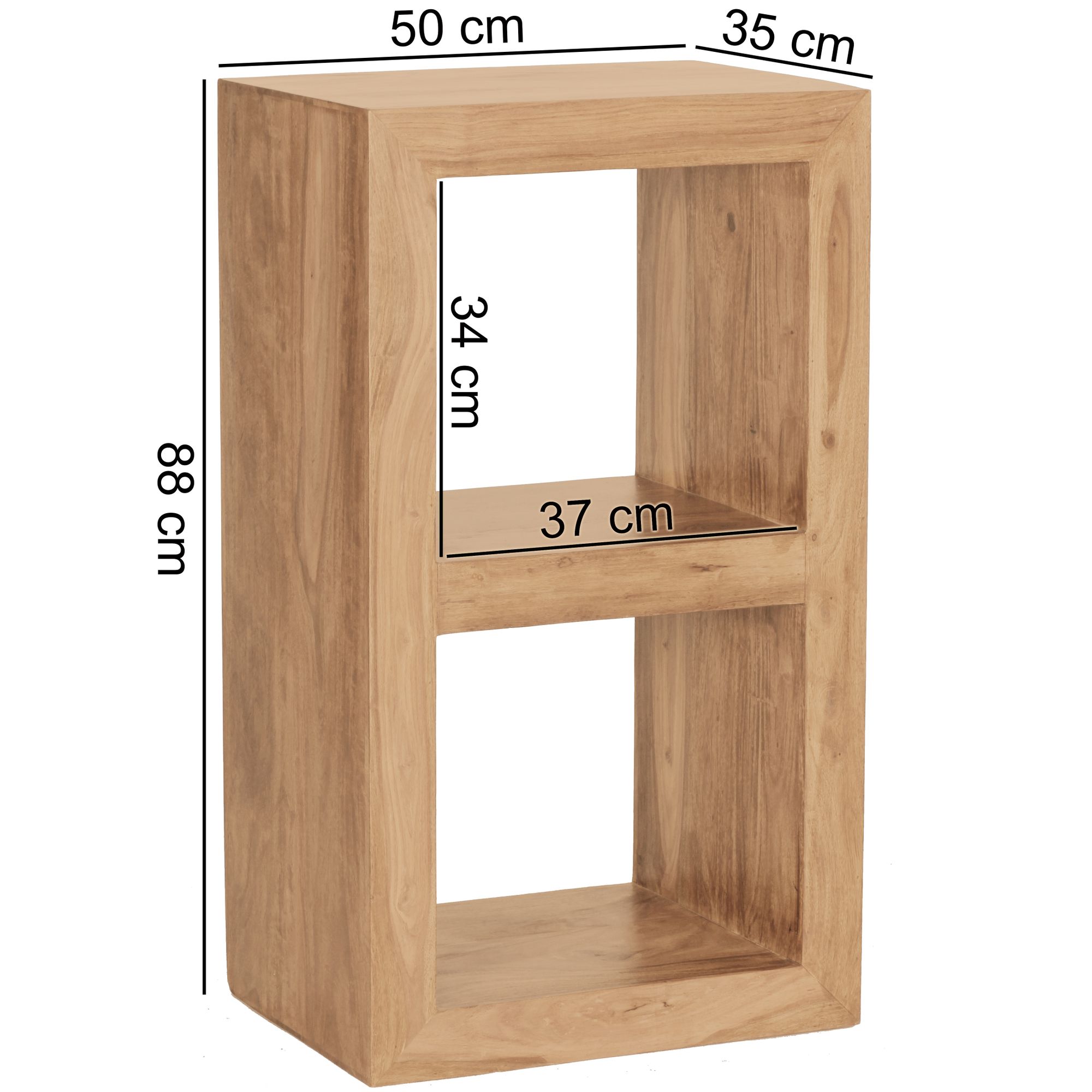 Scaffale mumbai in legno massello di acacia 88 cm di altezza 2 ripiani mensola in legno design prodotto naturale tavolino stile country