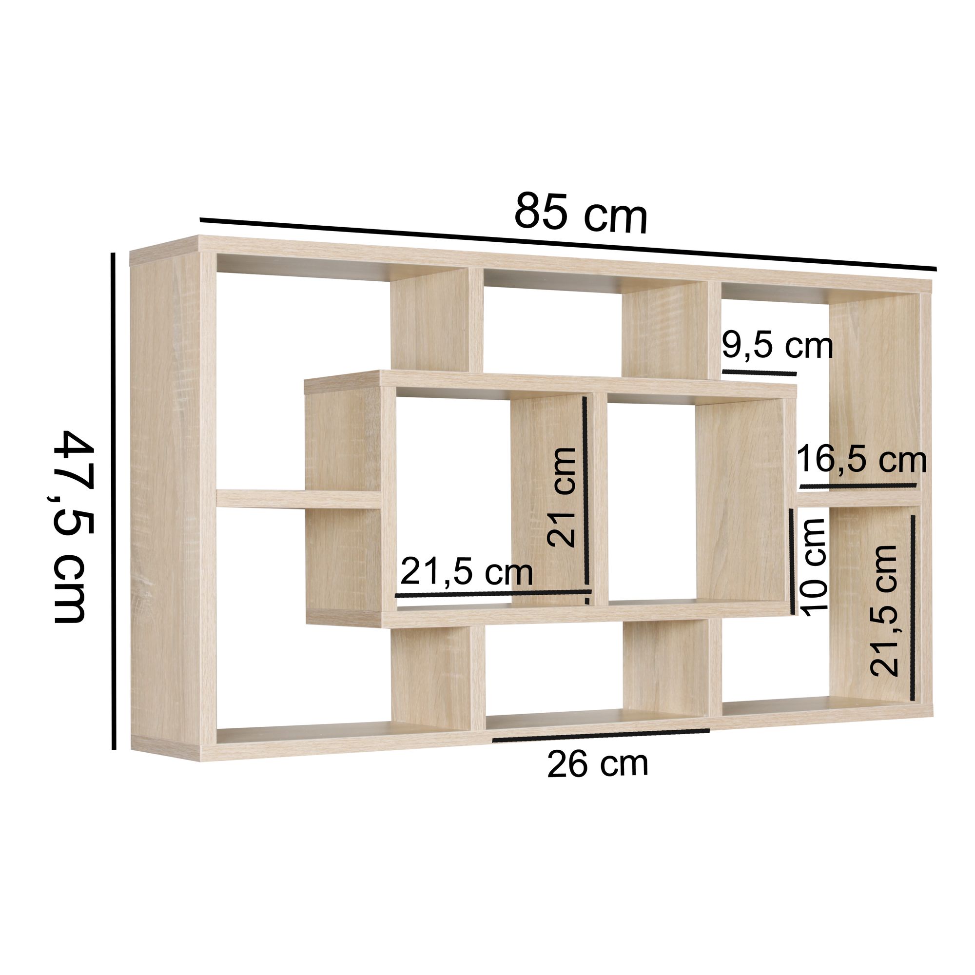 Mensola alex sonoma 85 x 47,5 x 16 cm in legno mdf mensola appesa moderno