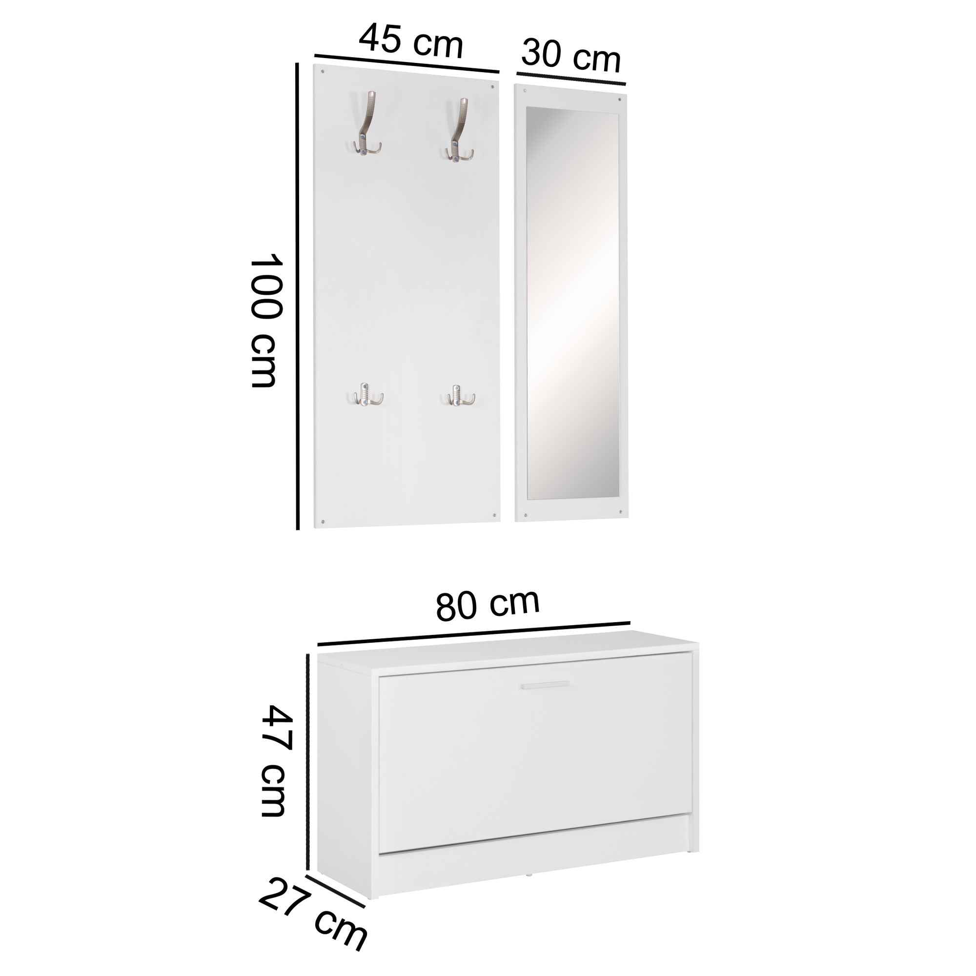 Armadio a muro con specchio jana & scarpiera truciolare bianco