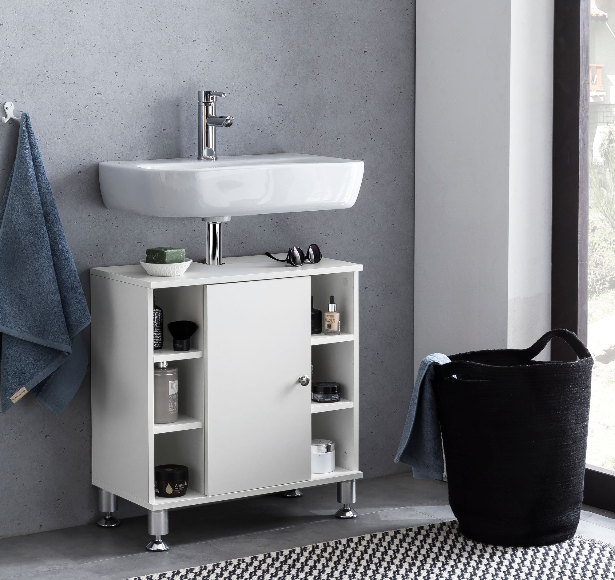 60 x 64 x 32 cm mobile bagno bianco con anta