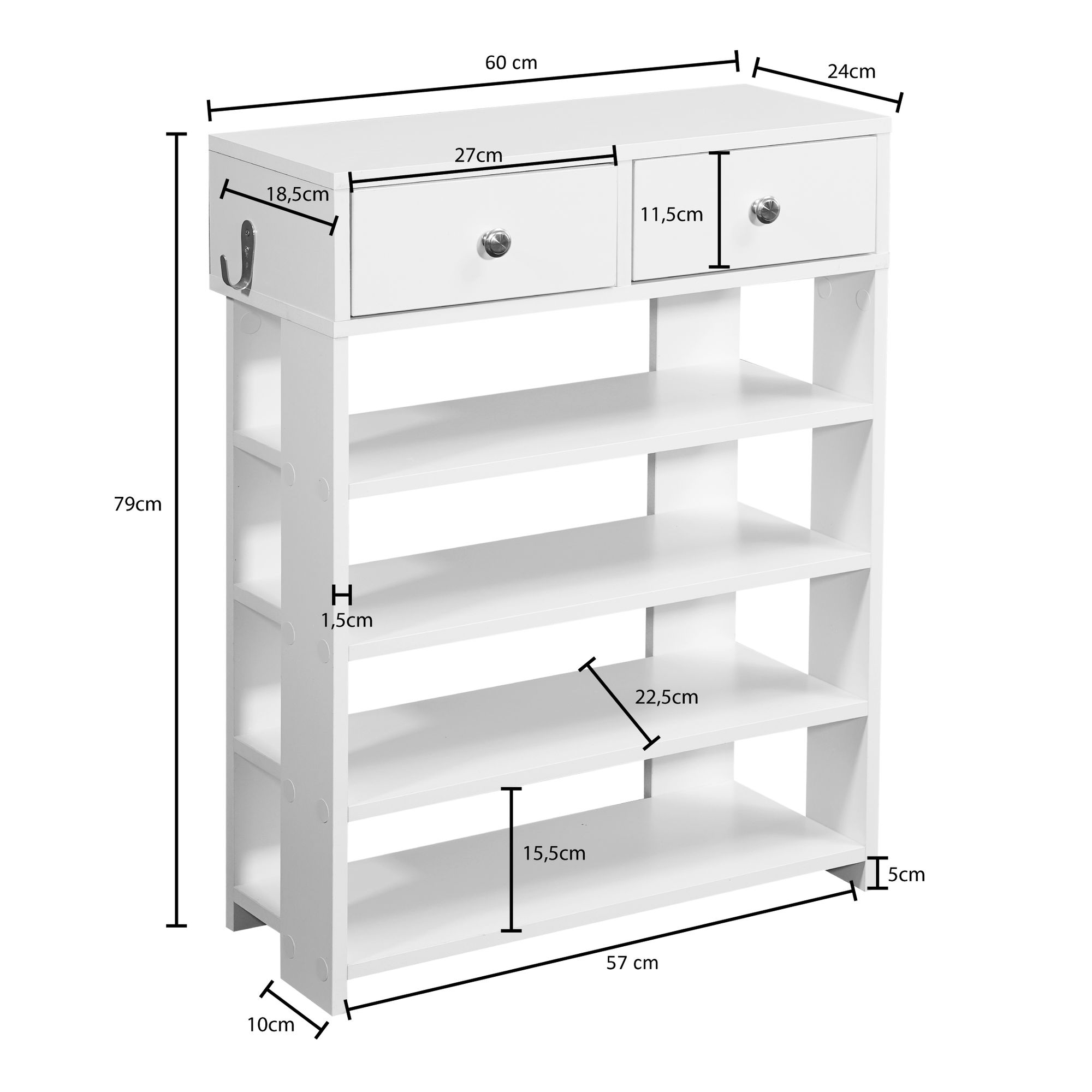 Design  ripiano per sala 60 x 79 x 24 cm bianco