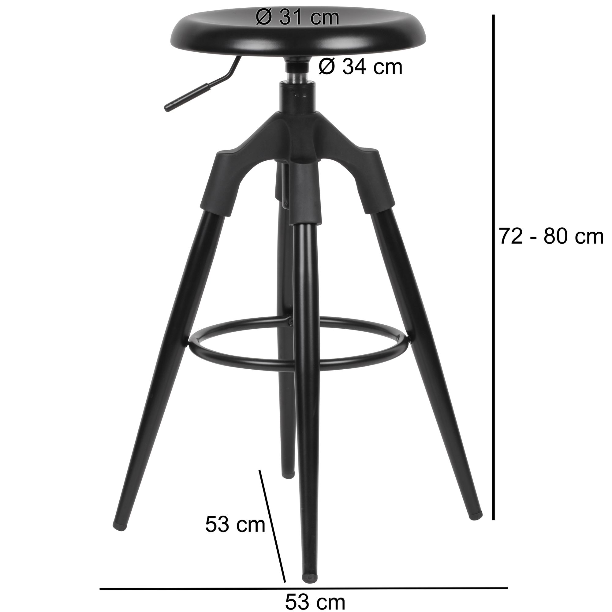 Bar  metallo nero 72-80 cm