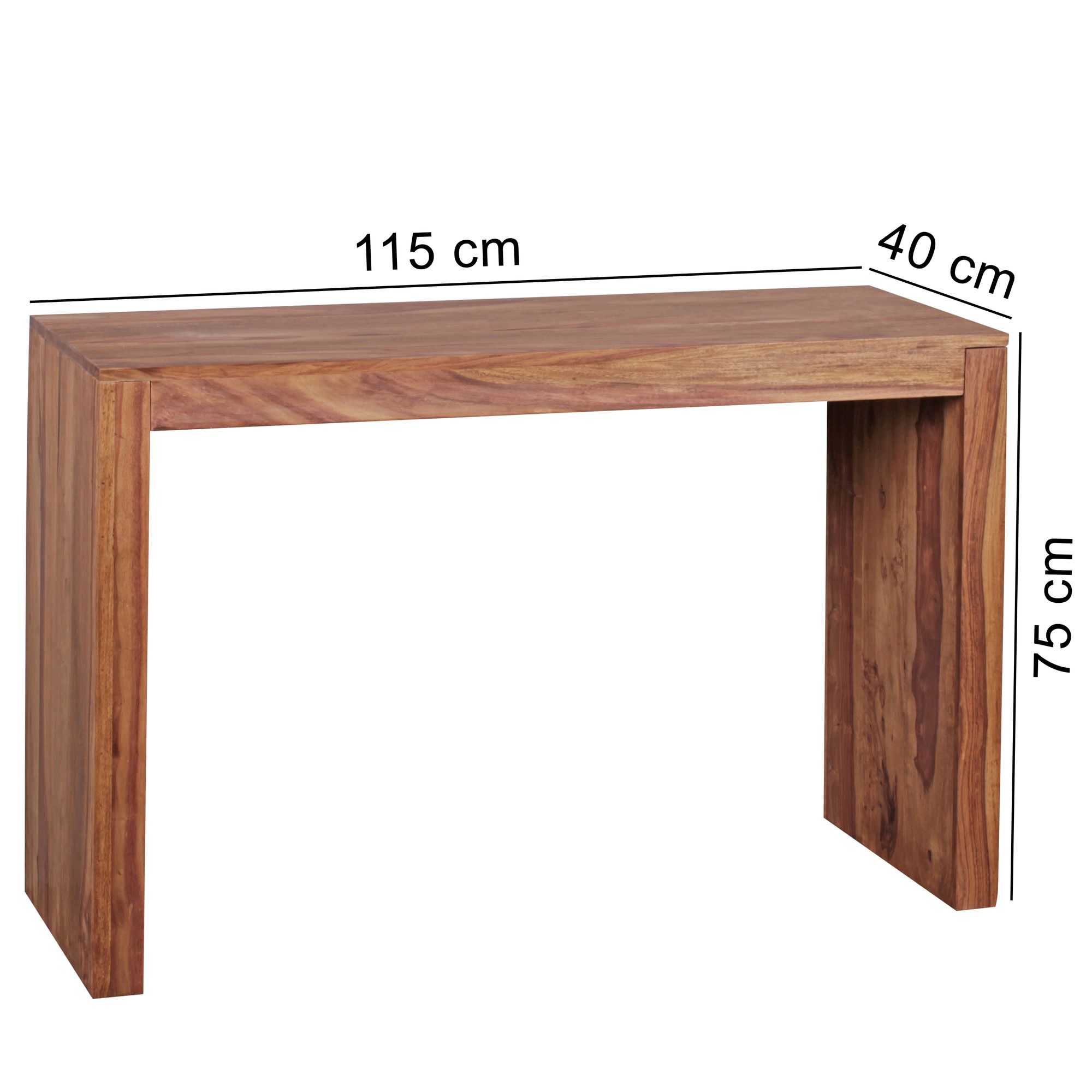 Consolle in legno massello sheesham console scrivania 115 x 40 cm tavolo di lavoro in stile cottage in legno naturale moderno