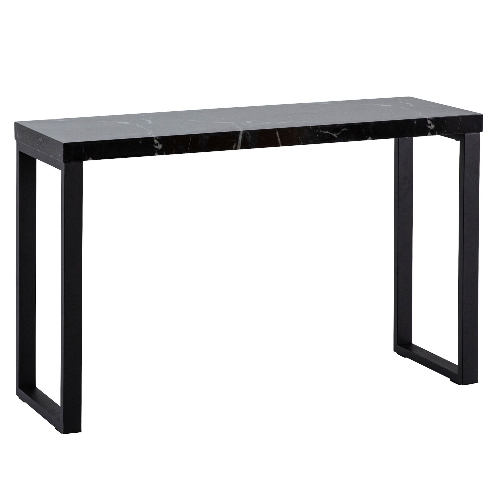 Tavolo consolle aspetto marmo lucido nero 120x40x76 cm stile moderno