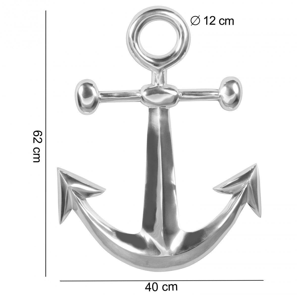 Decorazione in alluminio lucidato dekofigur ancora 62,5 centimetri statua scultura di grandi dimensioni in alluminio