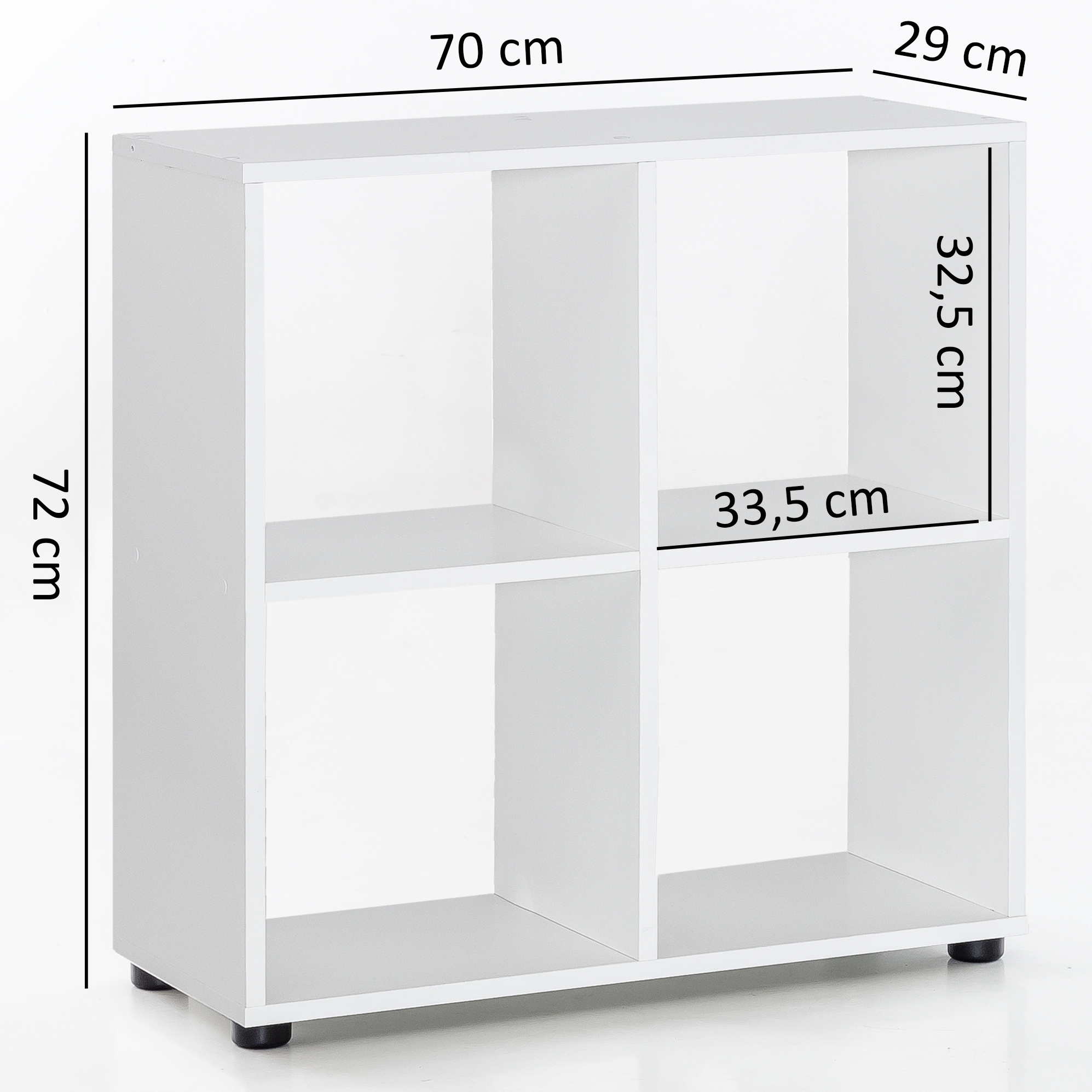 Libreria di design zara con 4 scomparti bianco 70 x 72 x 29 cm