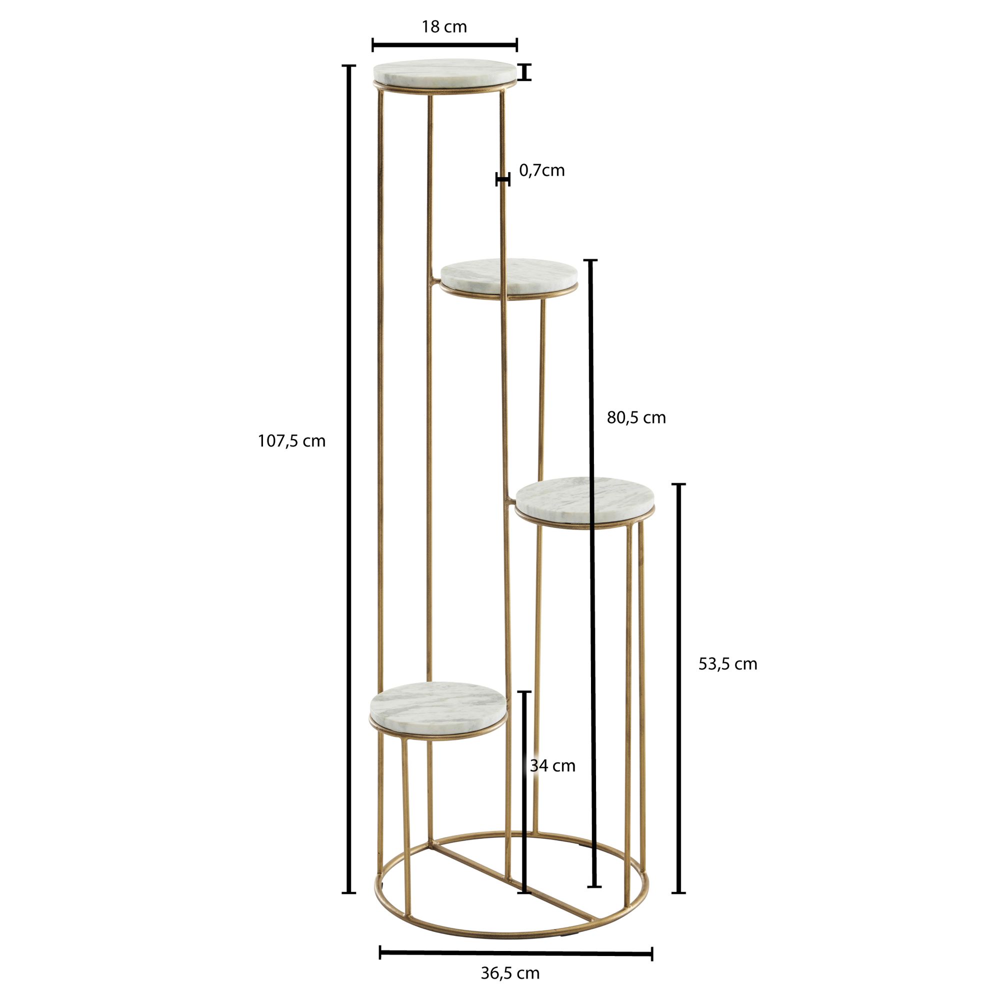 Scaffale per piante vero marmo bianco 36,5x107,5x36,5 cm oro