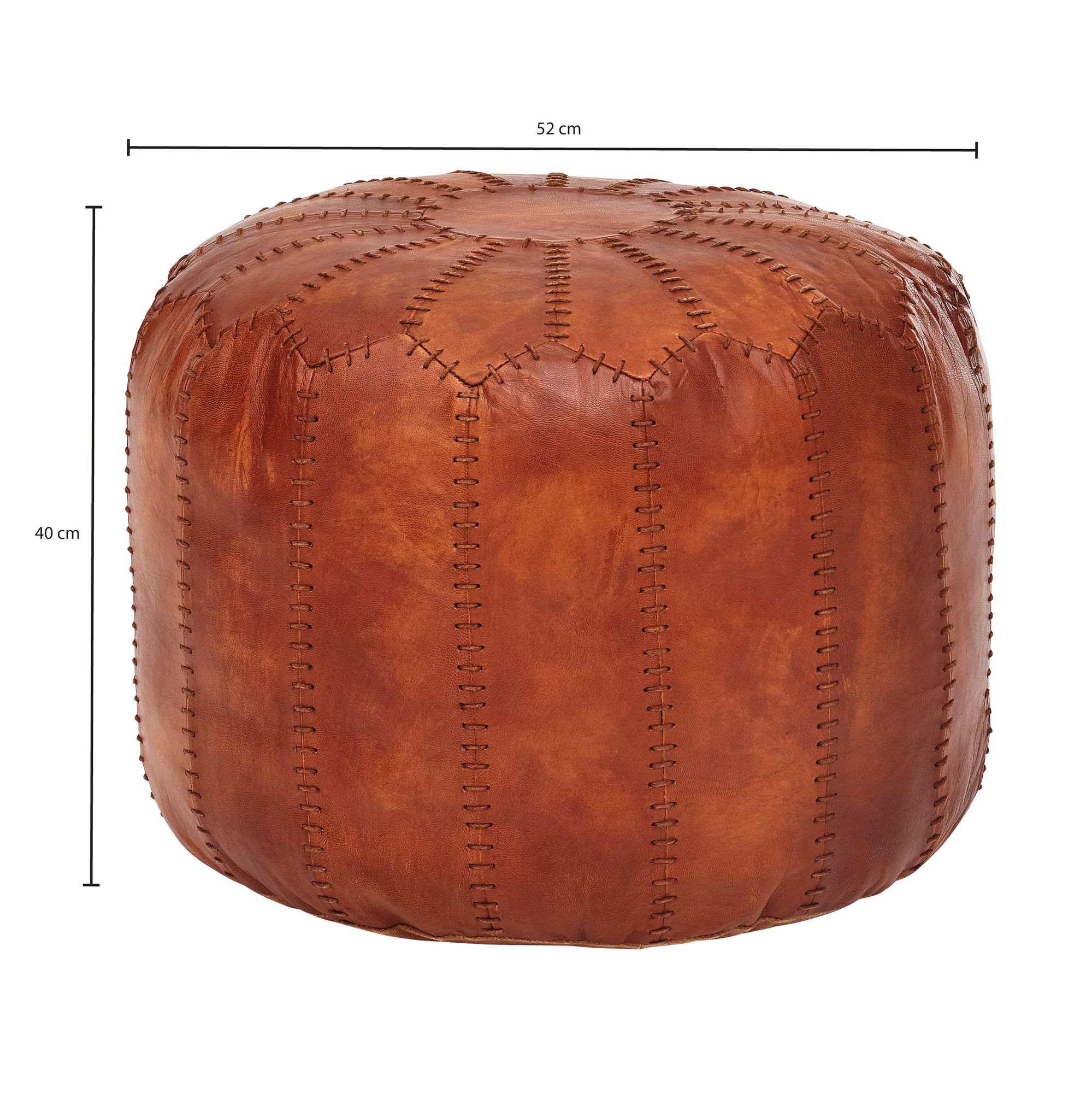 Sgabello  vera pelle marrone 52 x 40 x 52 cm pouf soggiorno