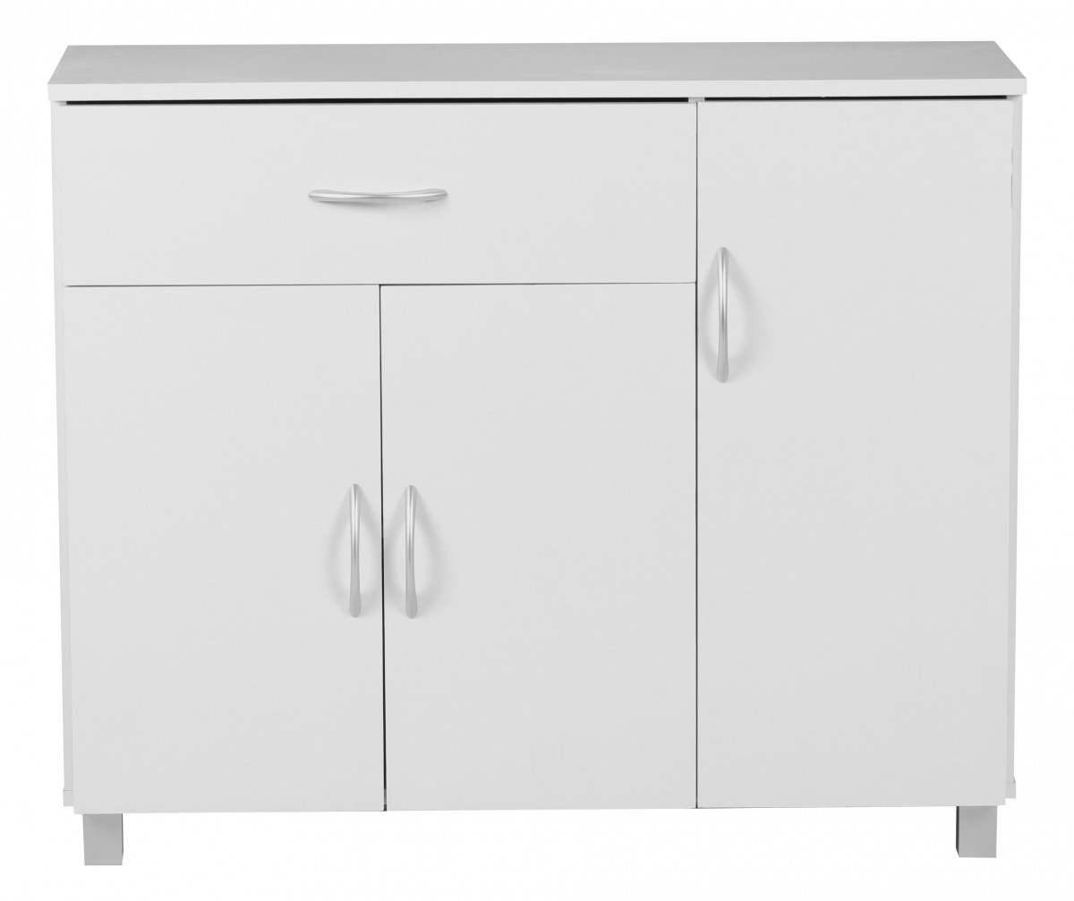 Credenza jarry bianco opaco con 1 cassetto e 3 porte 90 x 75 x 30 cm