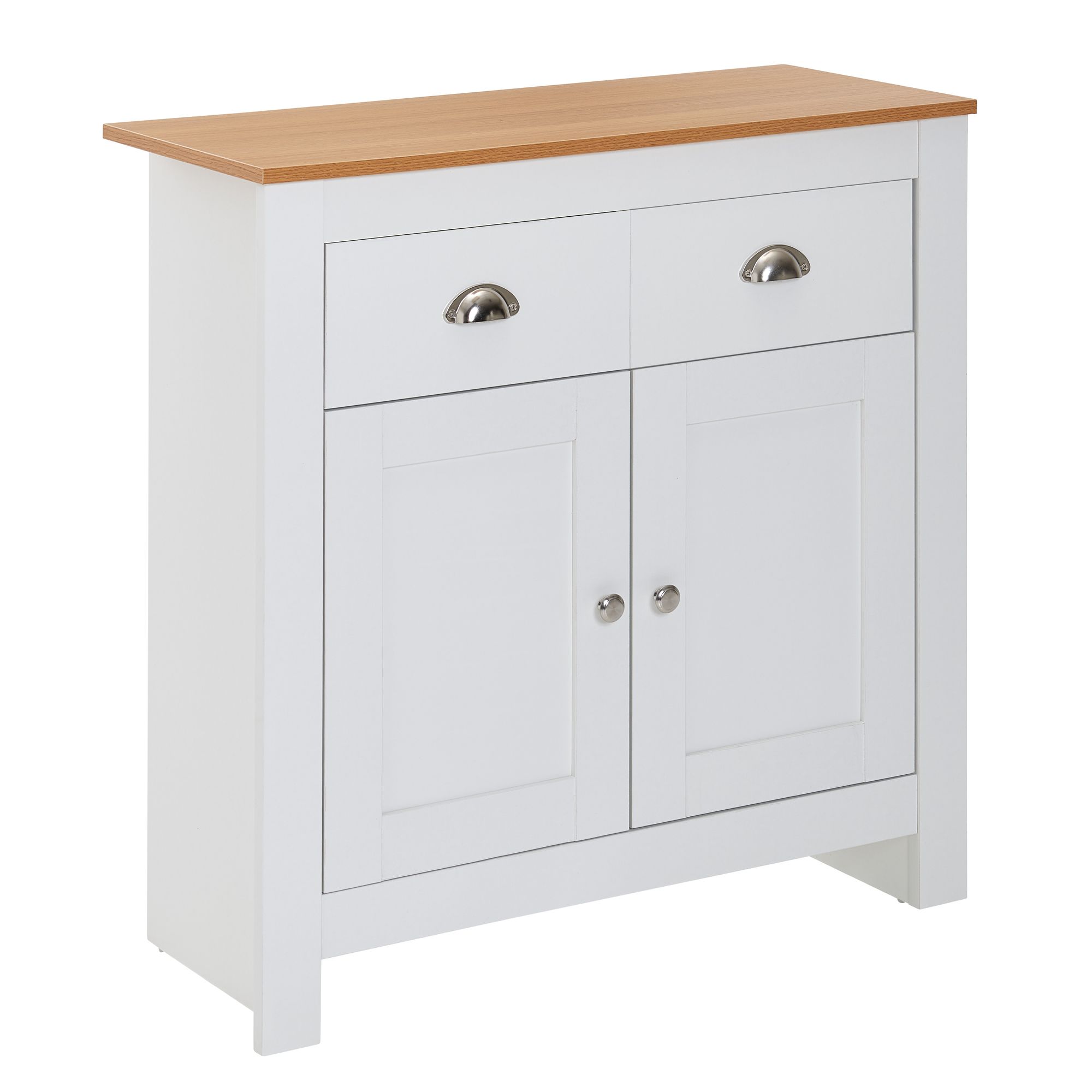 Credenza con 2 cassetti 79x81x34,5 cm cassettiera bianco / rovere moderno