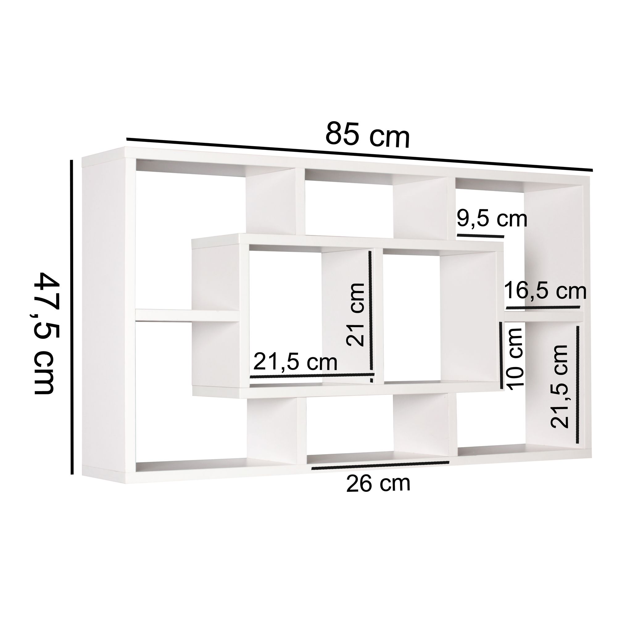 Mensola alex bianco 85 x 47,5 x 16 cm in legno mdf mensola appesa moderno