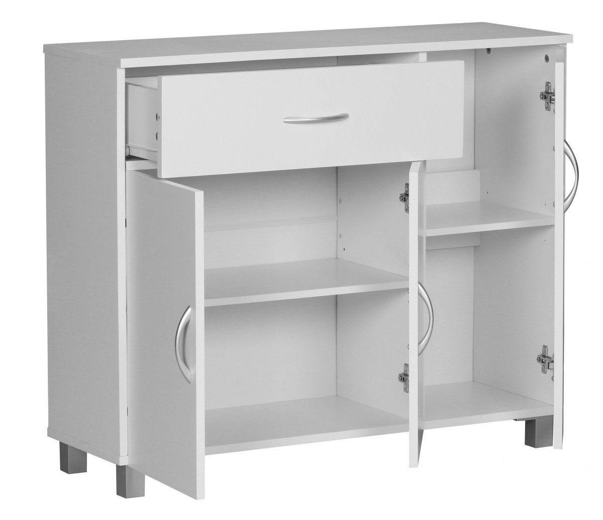 Credenza jarry bianco opaco con 1 cassetto e 3 porte 90 x 75 x 30 cm