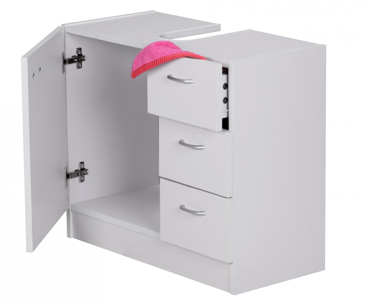 Mobile bagno 54 x 63 x 30 cm 1 anta, 3 cassetti, bianco