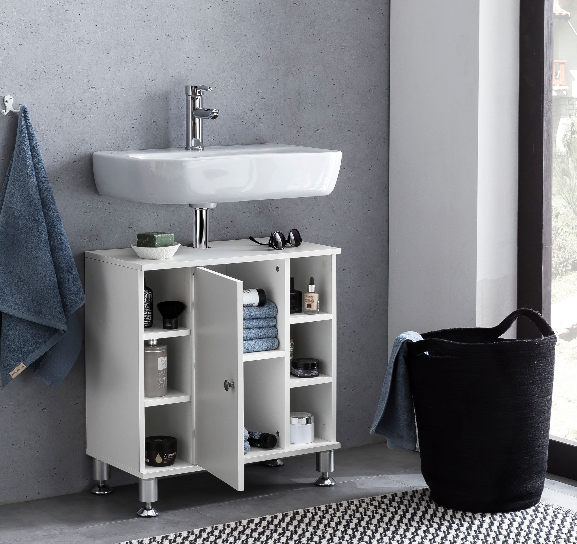 60 x 64 x 32 cm mobile bagno bianco con anta