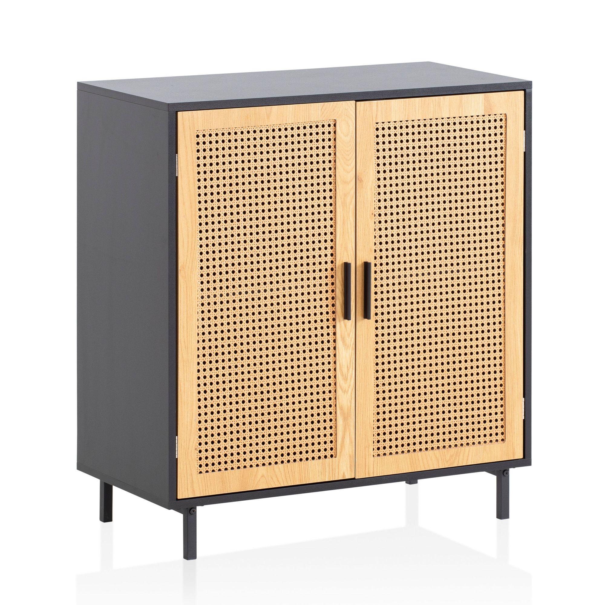 Cassettiera ingresso moderna con vimini viennese 80x86,5x40 cm credenza