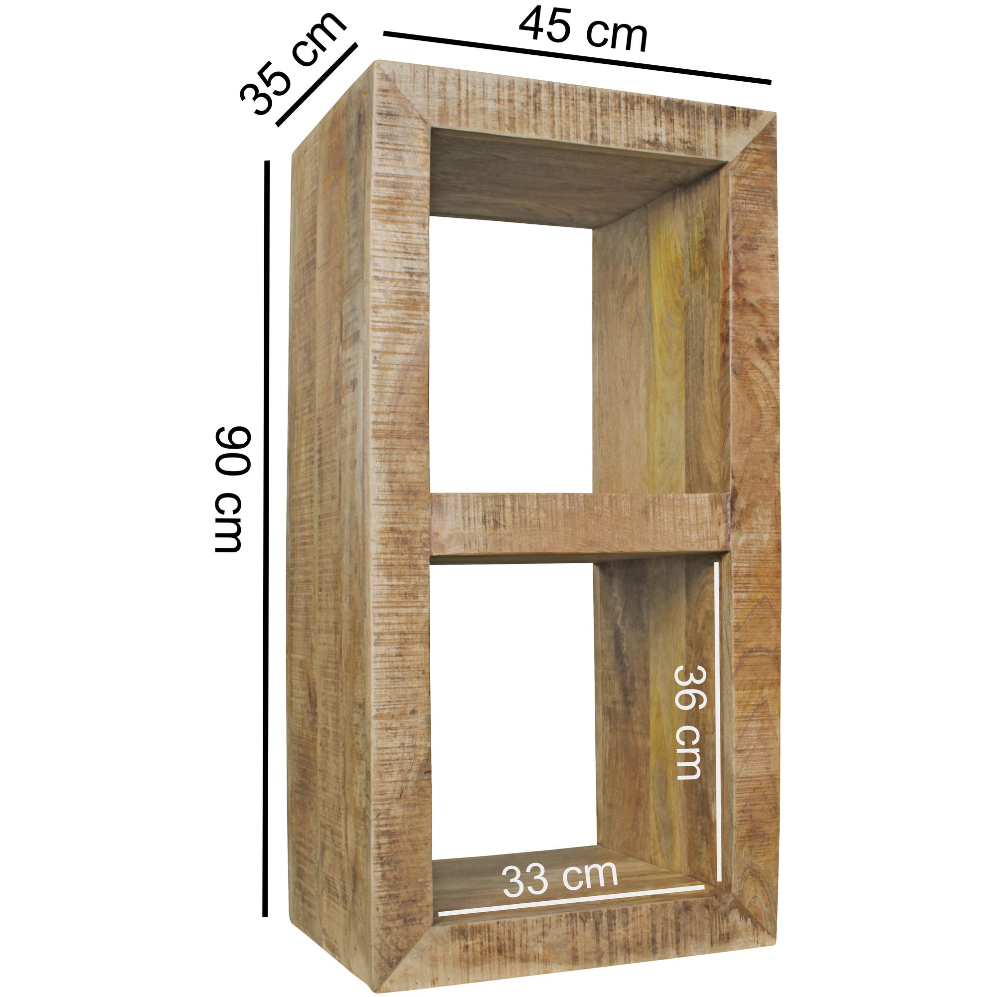 Legno massello in piedi scaffalature rustica mango 90 x 45 x 35 cm 2 ripiani