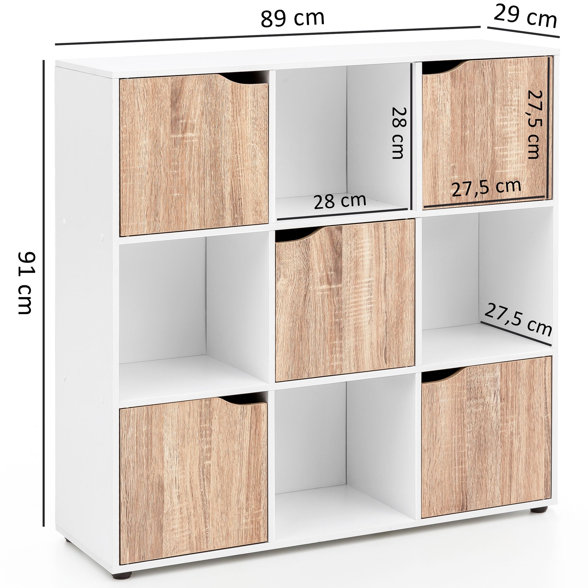 Samo 89 x 91 x 29 cm libreria con 9 scomparti sonoma