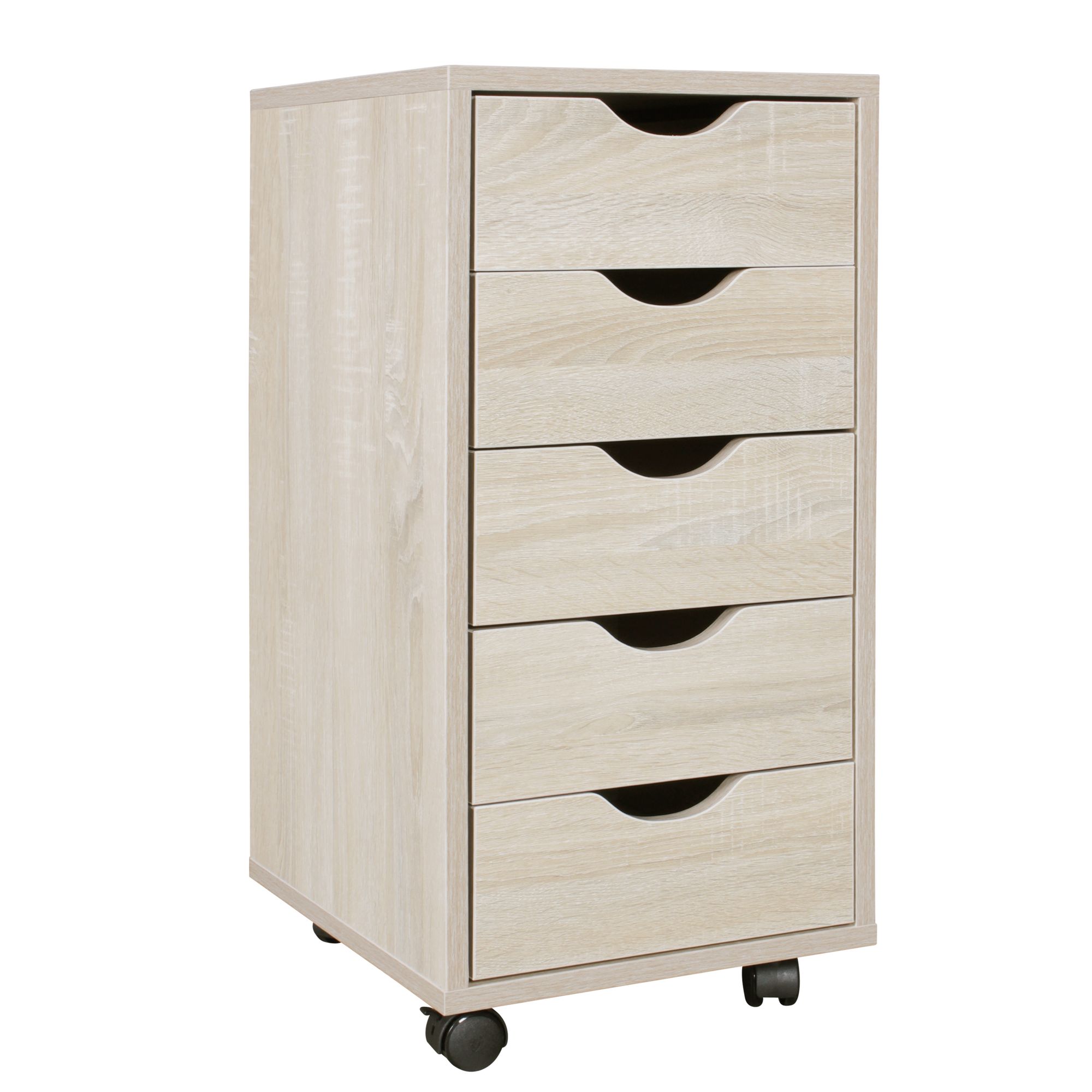 Rotolo contenitore mina 33 x 64 x 38 cm in mdf 5 cassetti sonoma