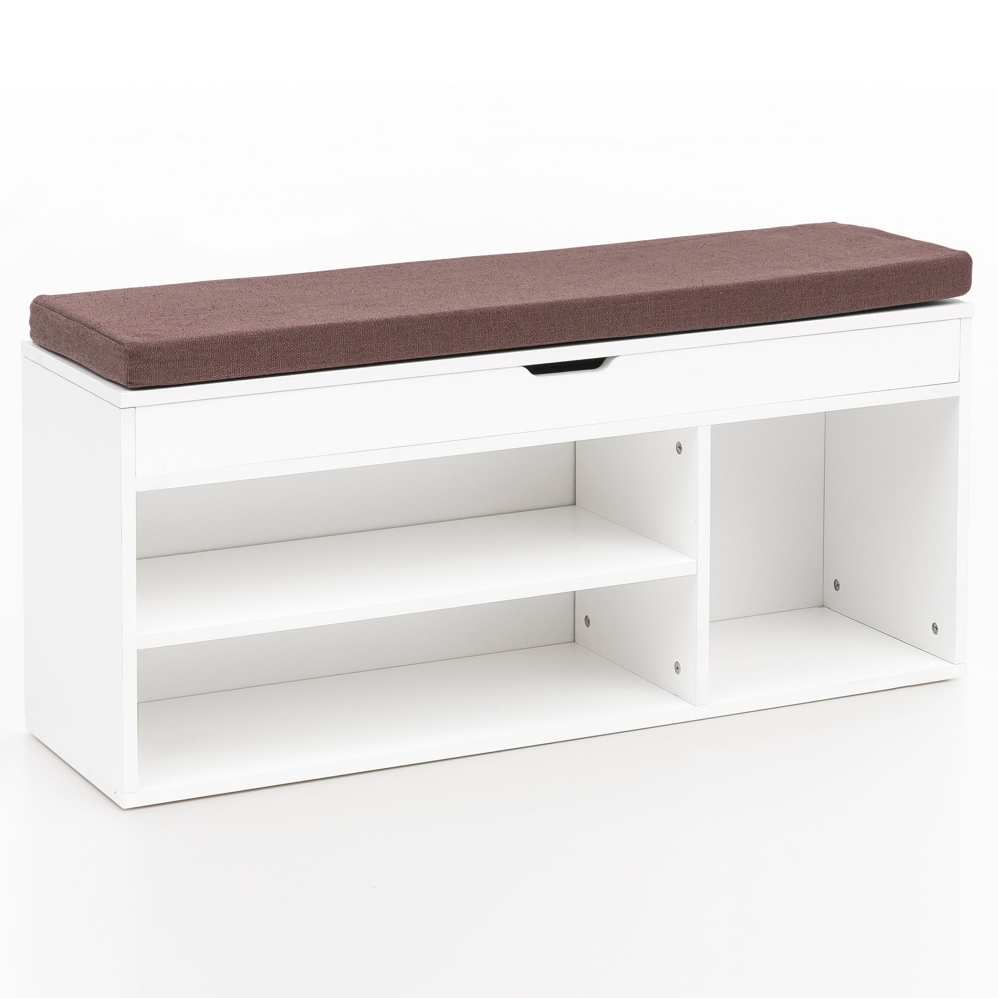 Bench wl5.345 con seduta armadio panchina in legno 104x51x32 cm bianco