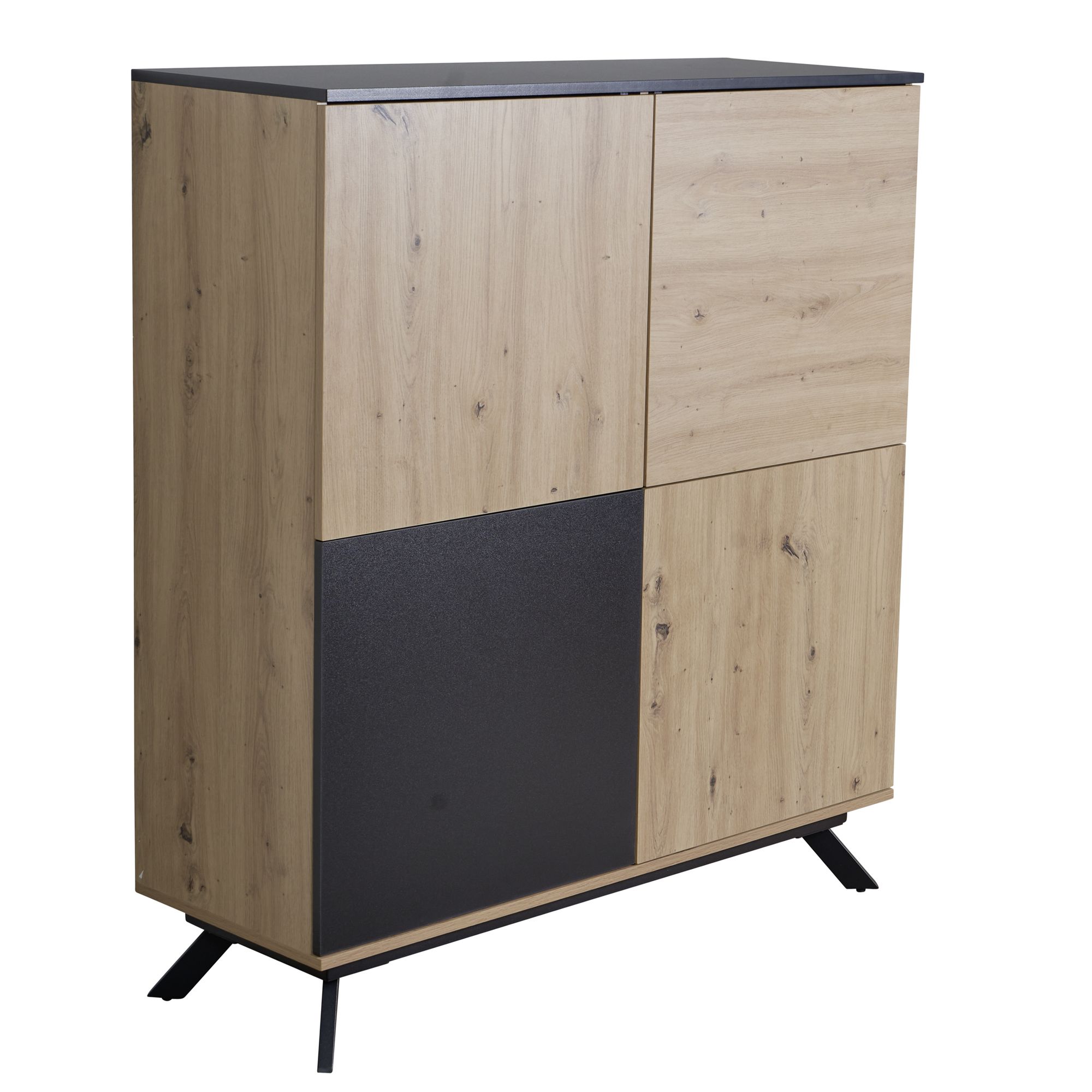 Credenza  110x125x40 cm credenza in mdf decoro rovere / nero