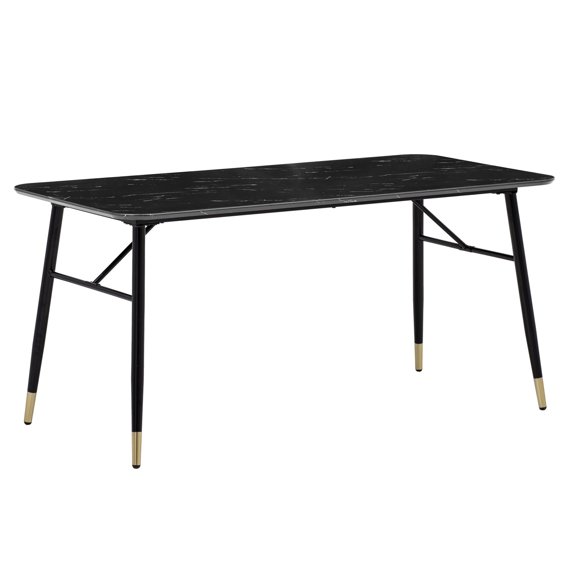 Tavolo da pranzo 120x60x76 cm tavolo da pranzo nero in effetto marmo moderno, tavolo da cucina piccolo, tavolo da pranzo rettangolare, tavolo da sala da pranzo con gambe in metallo