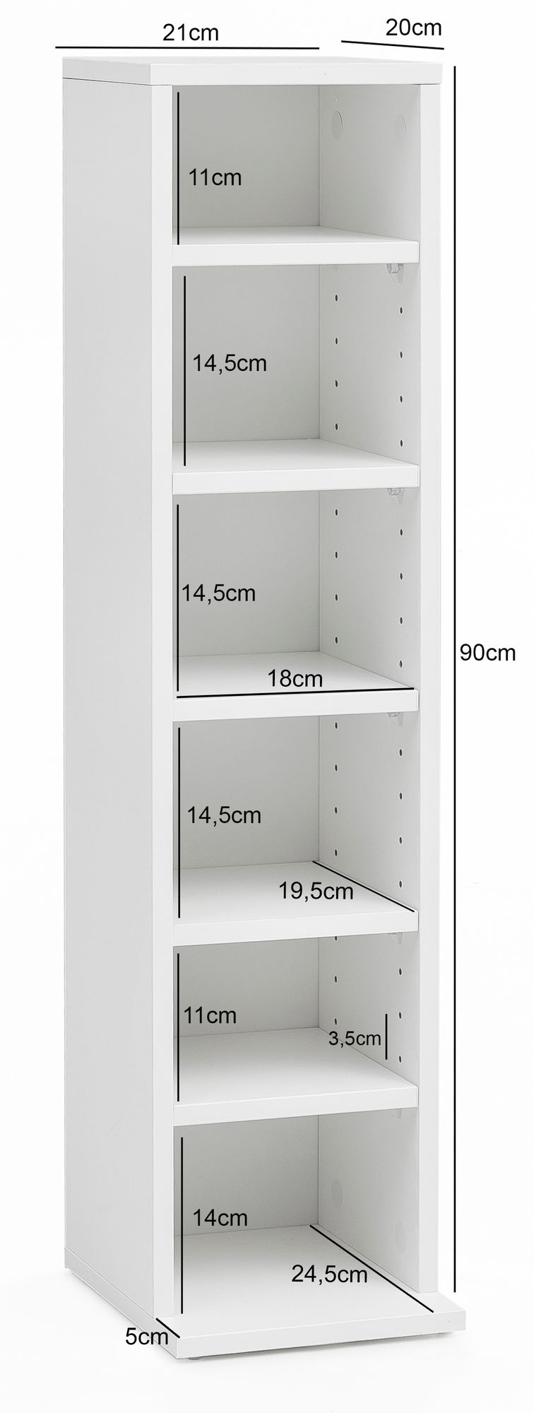 Scaffale per cd  wl5.836 in legno 75x120,5x35 cm moderno