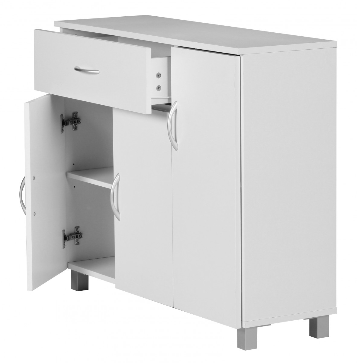 Credenza jarry bianco opaco con 1 cassetto e 3 porte 90 x 75 x 30 cm