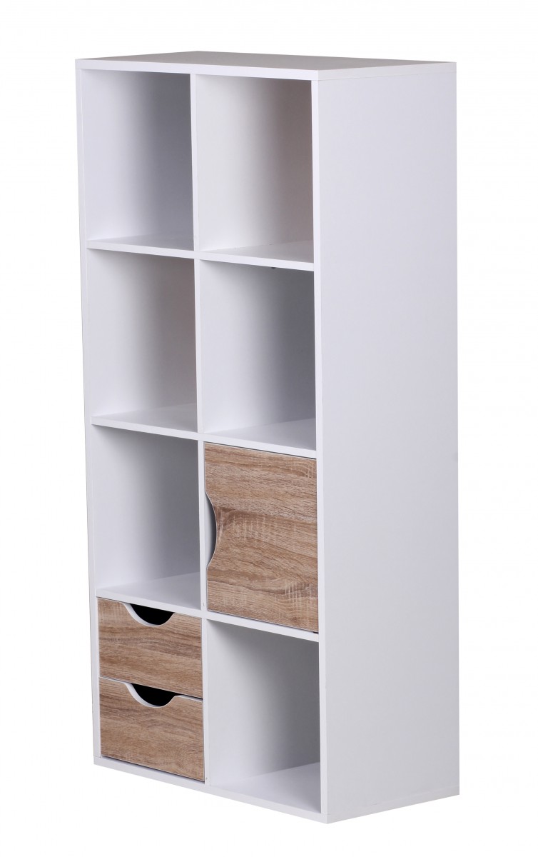 Libreria  massa 60 x 120 x 29 cm rovere sonoma bianco con cassetti e anta