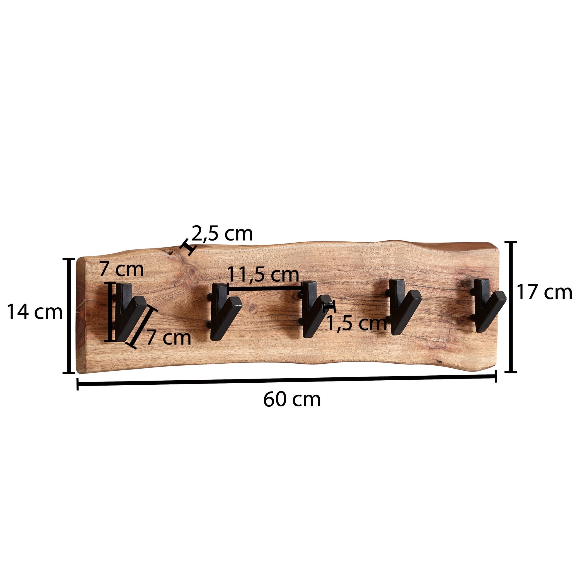 Design  legno massello di acacia / metallo 60 x 17 x 9 cm