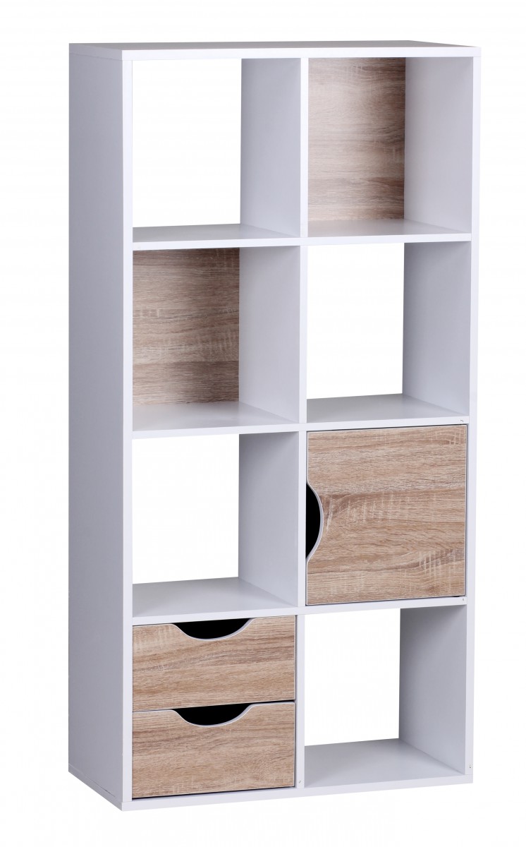 Libreria  massa 60 x 120 x 29 cm rovere sonoma bianco con cassetti e anta