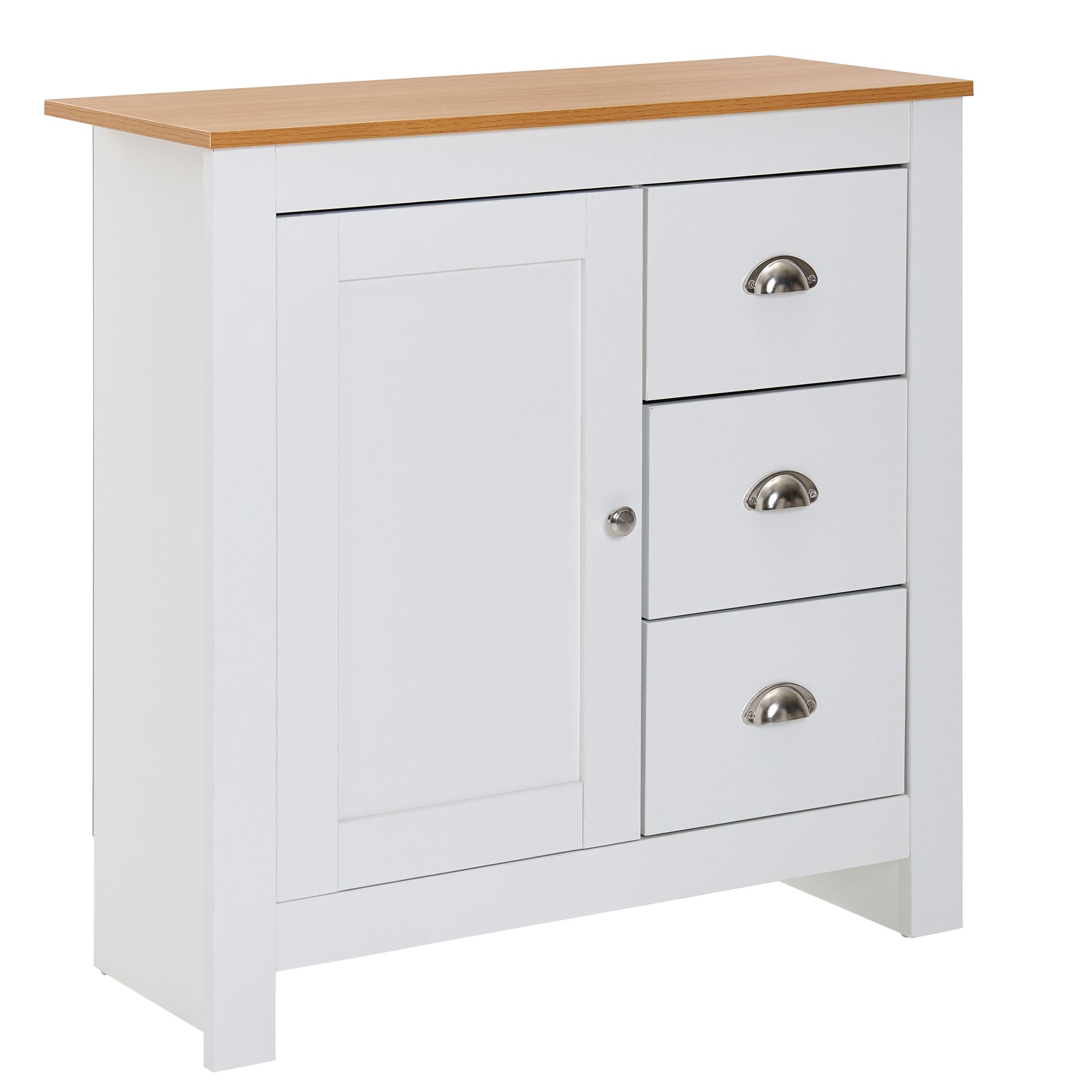 Credenza con 3 cassetti 79x81x35 cm cassettiera bianco/rovere moderno