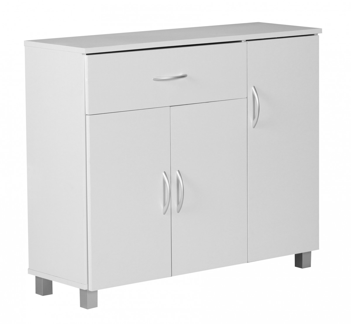 Credenza jarry bianco opaco con 1 cassetto e 3 porte 90 x 75 x 30 cm