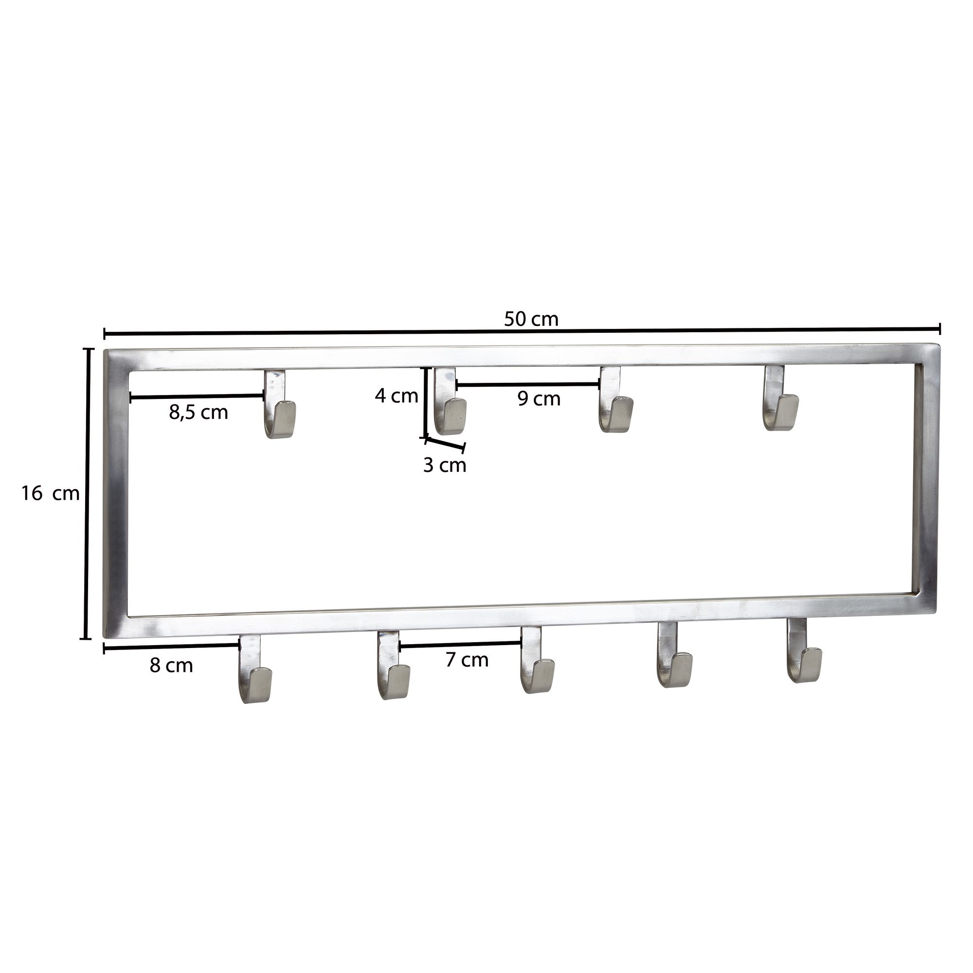 Appendiabiti da parete metallo argento 50x20x4 cm appendiabiti da ingresso design acciaio