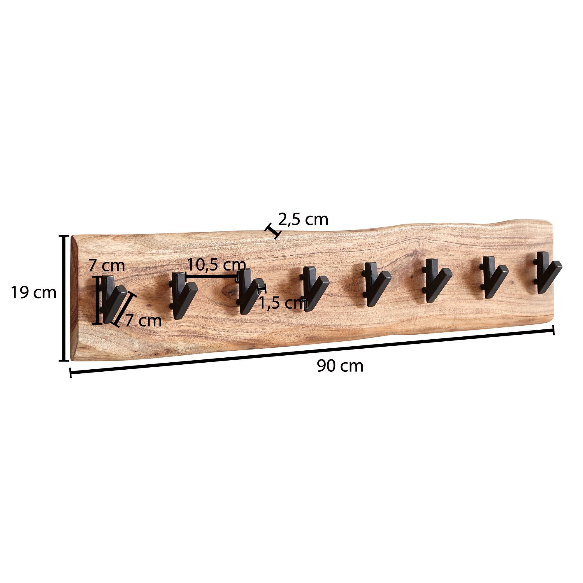 Design  legno massello di acacia / metallo 90 x 19 x 9 cm