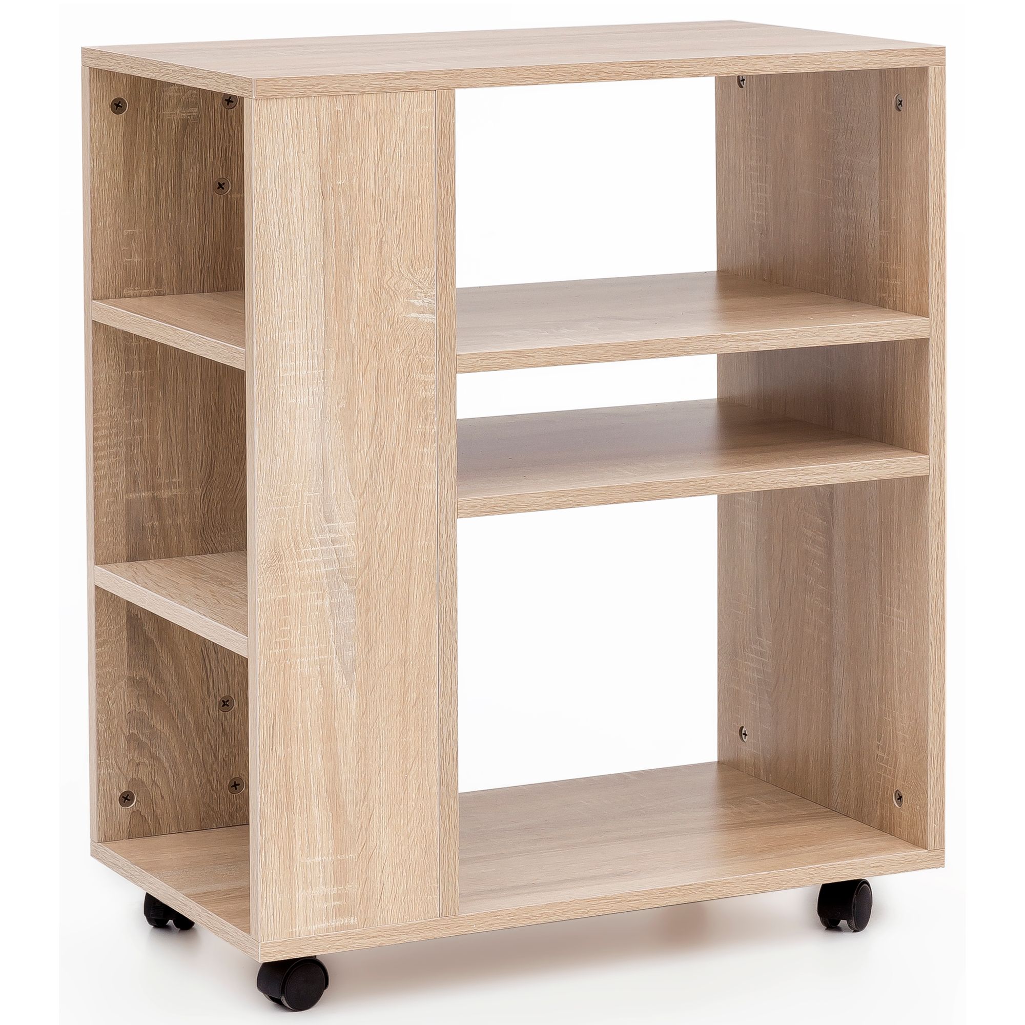 Scaffale wl5.695 sonoma 60x35x75 cm carrello con ruote in legno, scaffale da cucina stretto, carrello da tavolo per telefono moderno, scaffale per libri contenitore stretto alto