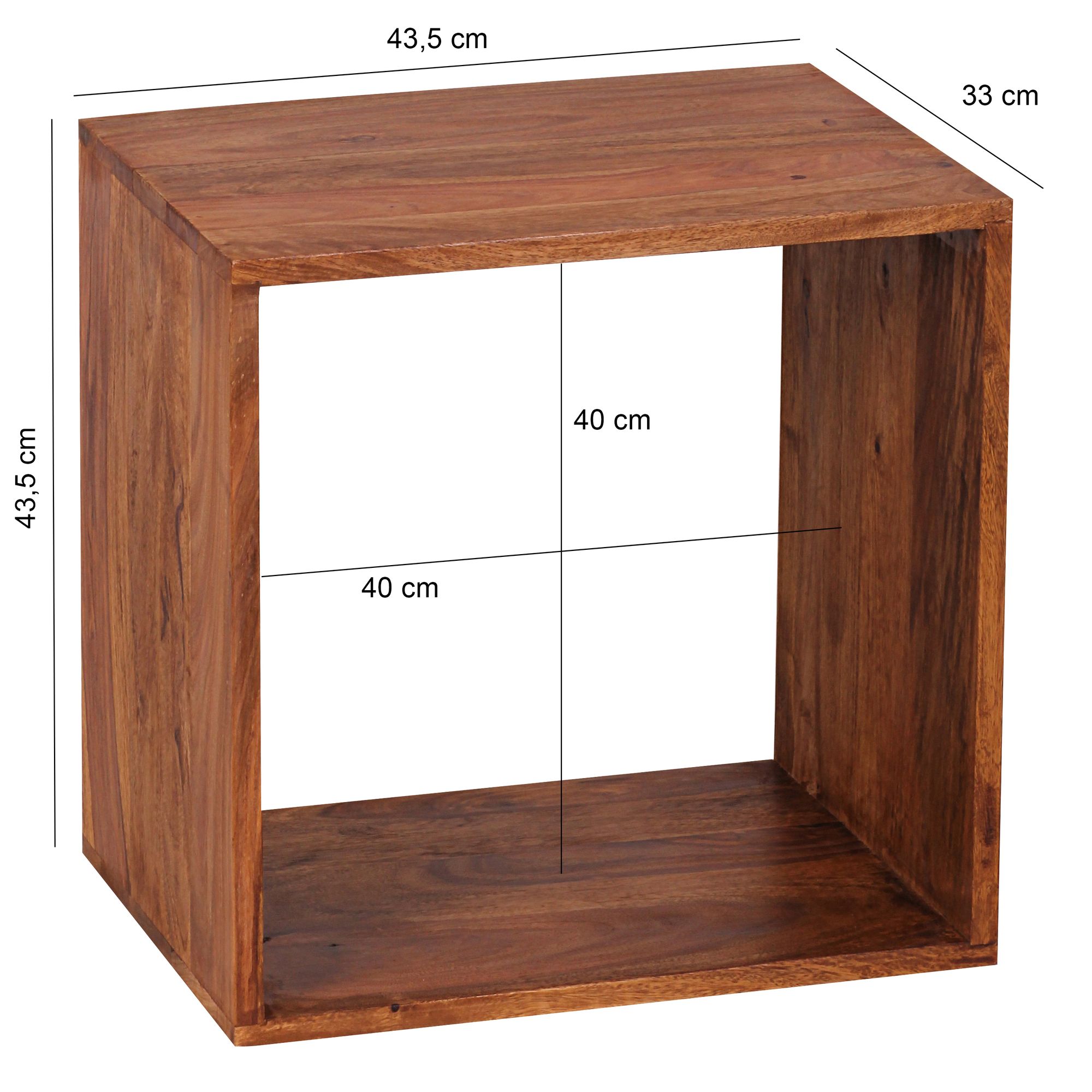 Mensola autoportante legno massello mumbai sheesham 43,5 cm mensola a cubo design mensola in legno prodotto naturale tavolino stile country