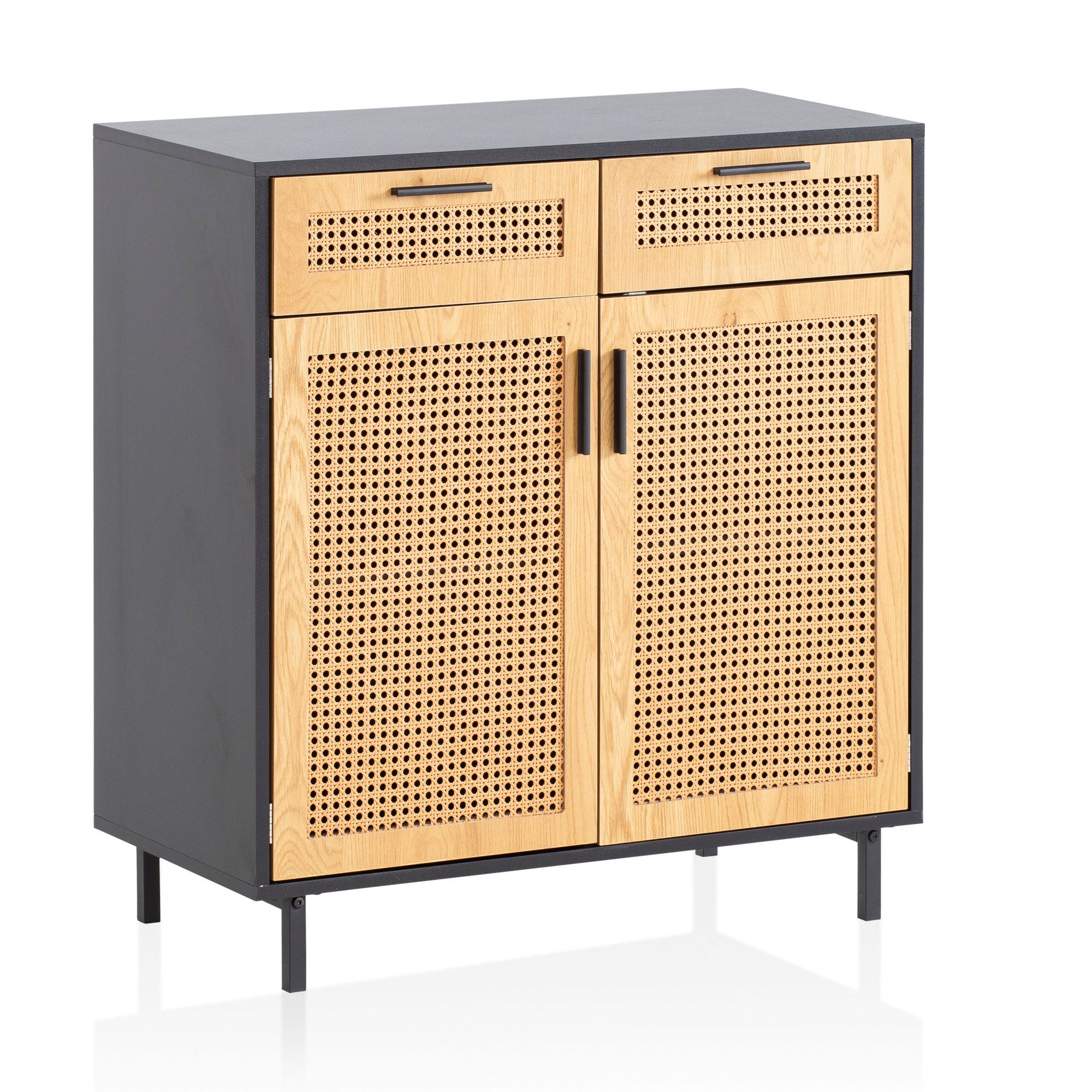 Cassettiera ingresso moderna con vimini viennese 80x86,5x40 cm credenza